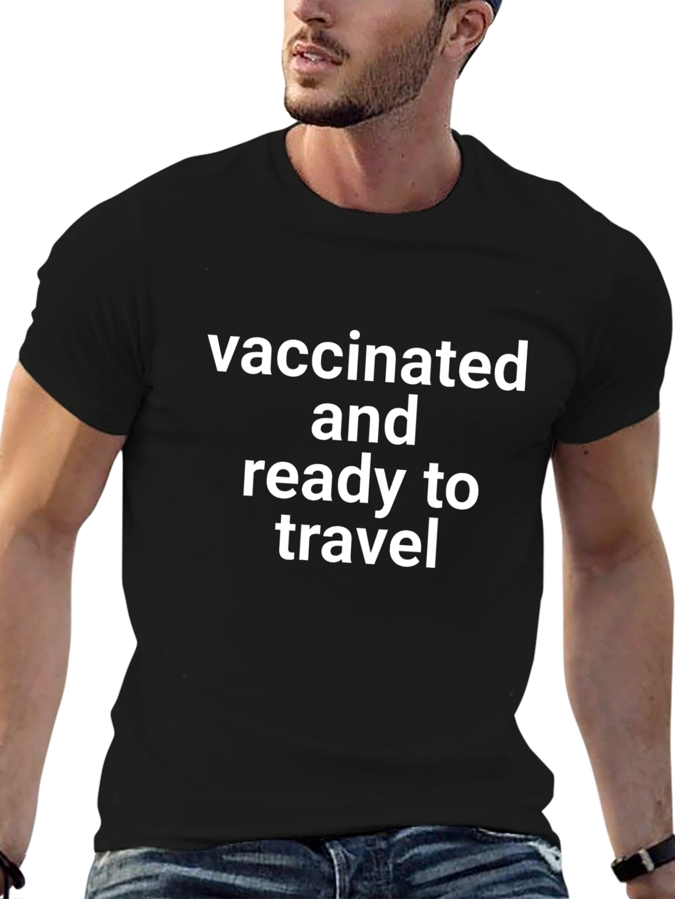 Black Vaccinated and Ready to Travel T-Shirt view 6