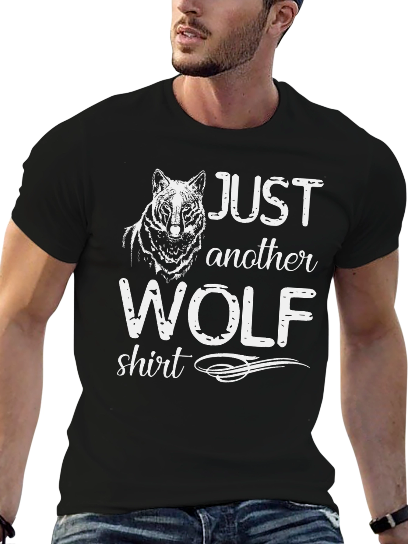 Black Just Another Wolf Shirt - Novelty Graphic Tee view 6