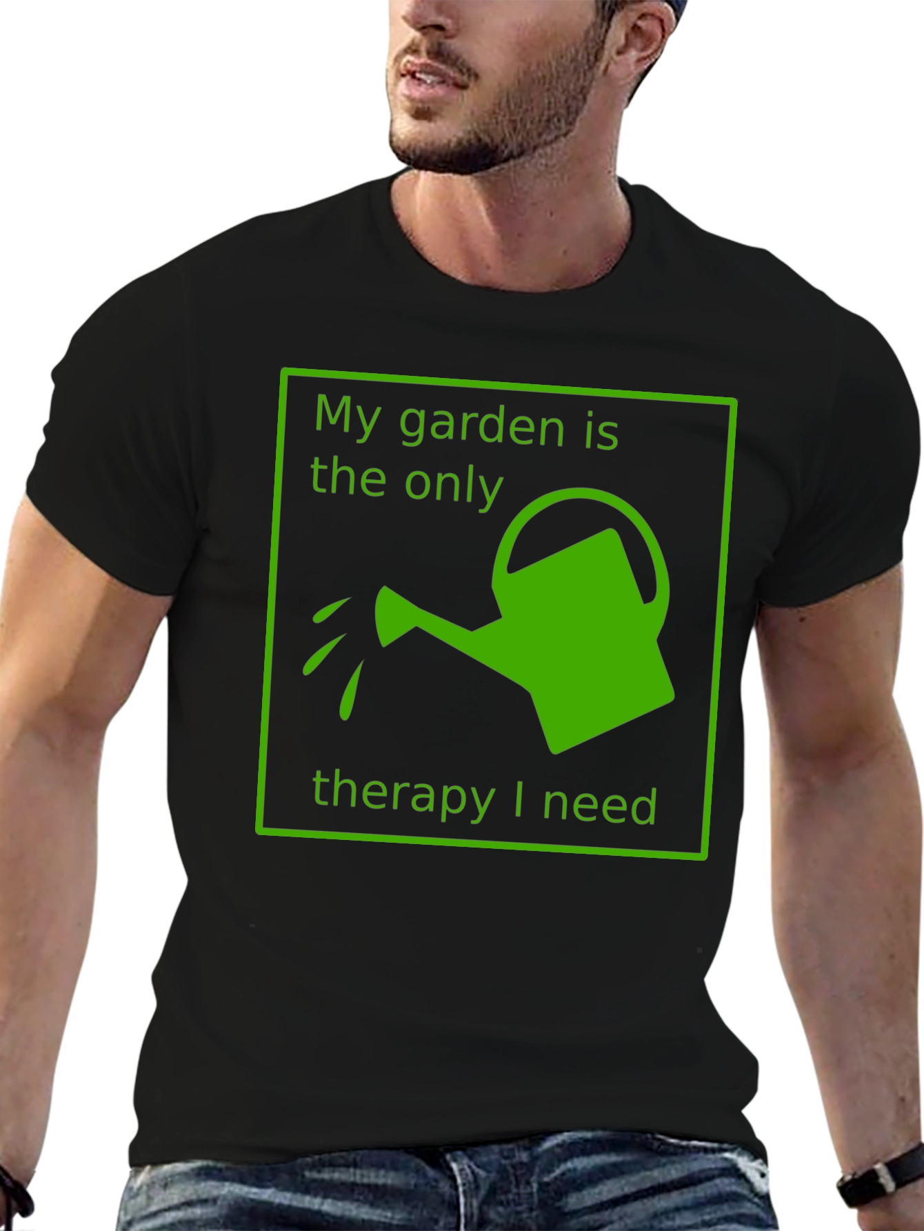 Black Gardening Therapy T-Shirt - My Garden is My Therapy view 6