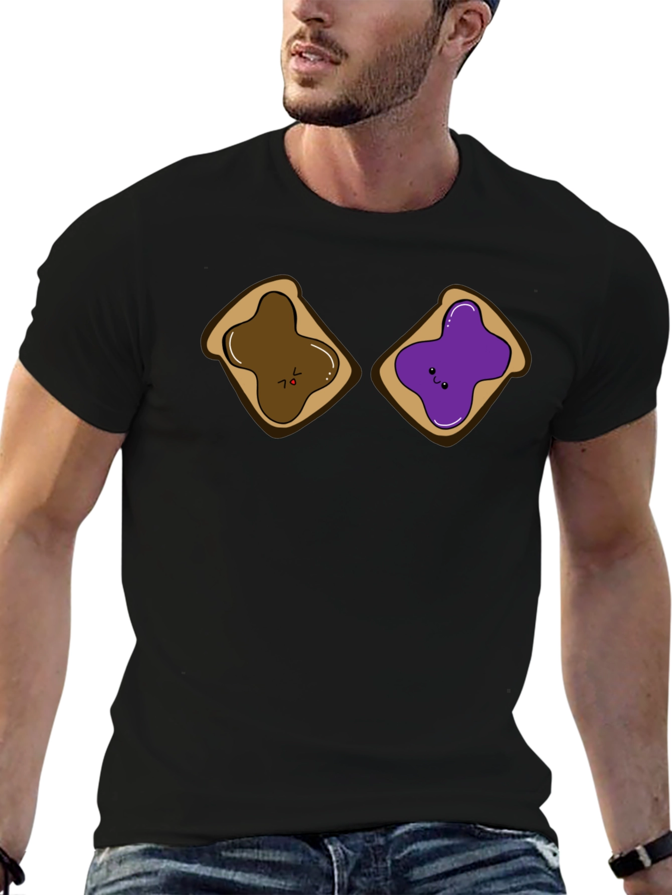 Black PB&J Sandwich Funny Graphic T-Shirt view 6