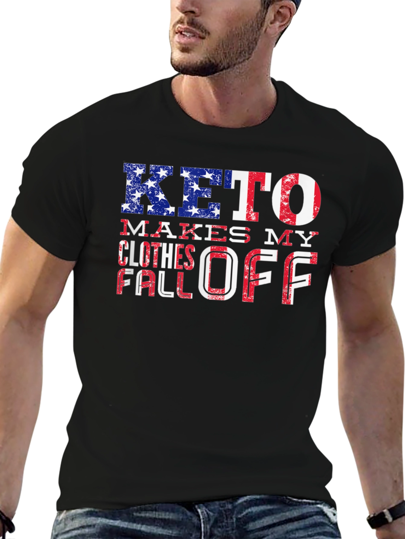Black Keto Diet T-Shirt: Patriotic Weight Loss Design view 6