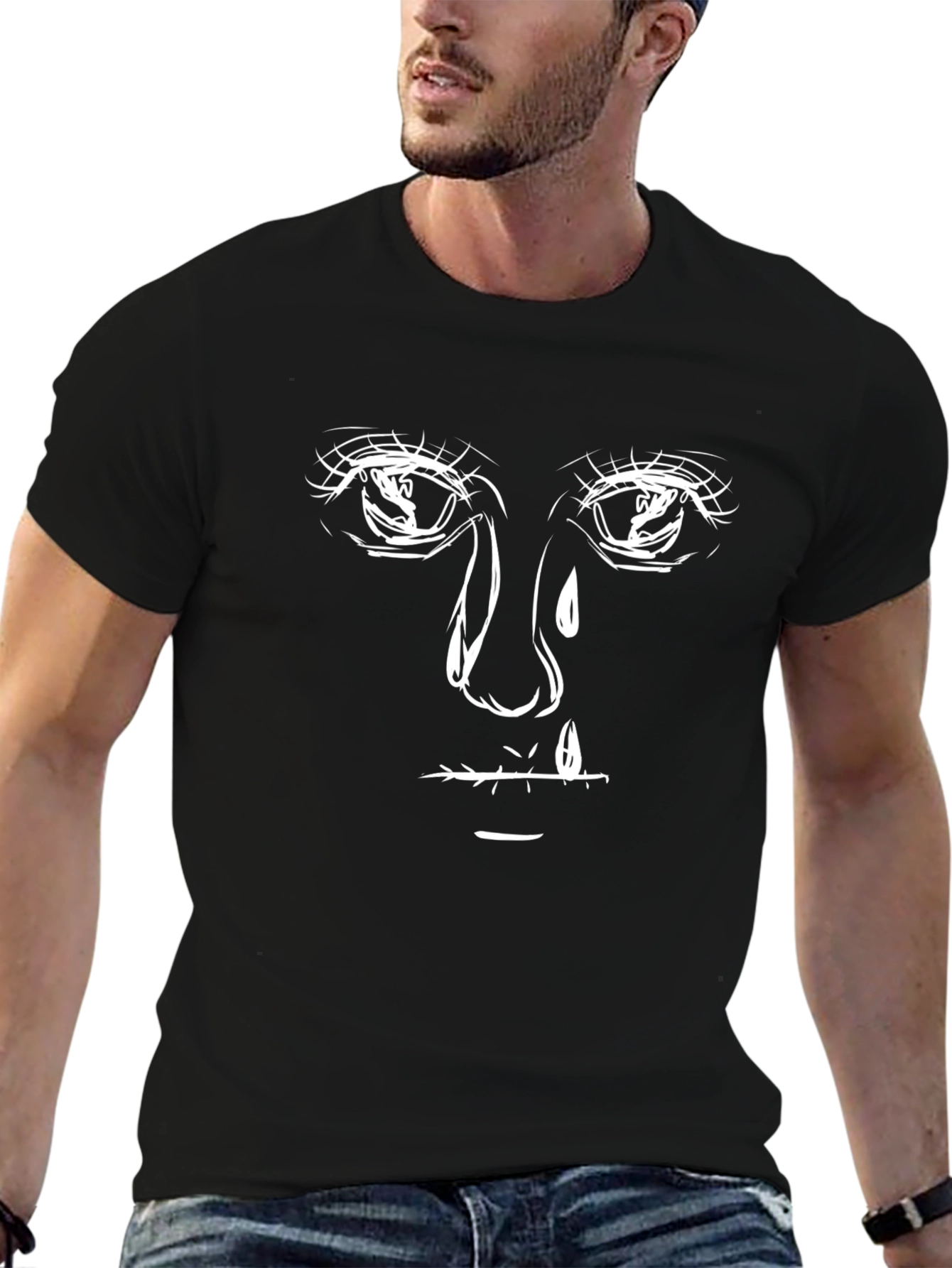 Black Emotional Sketch Black T-Shirt - Express Yourself view 6