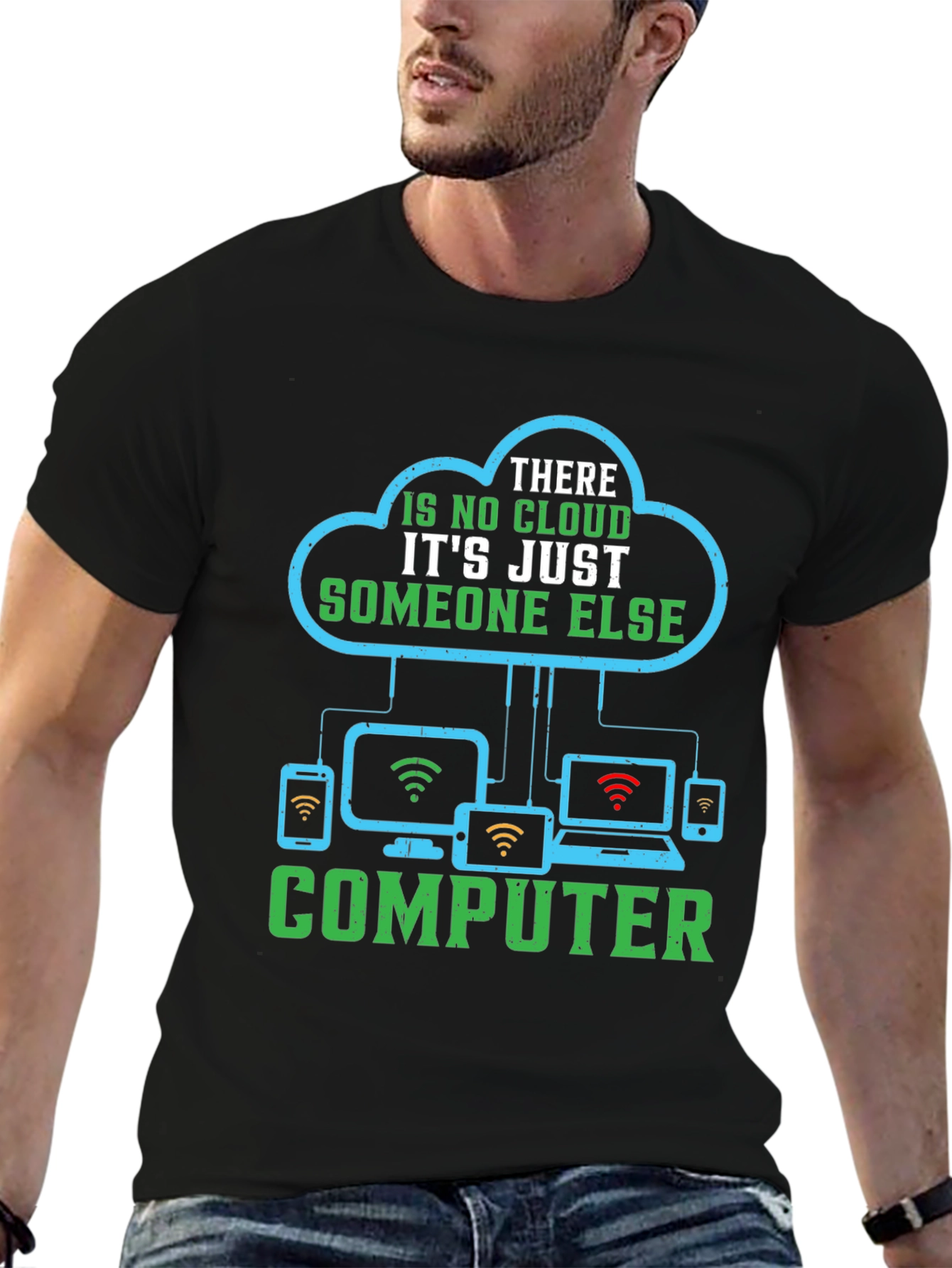 Black Cloud Computing Humor T-Shirt - Tech Joke Tee view 6