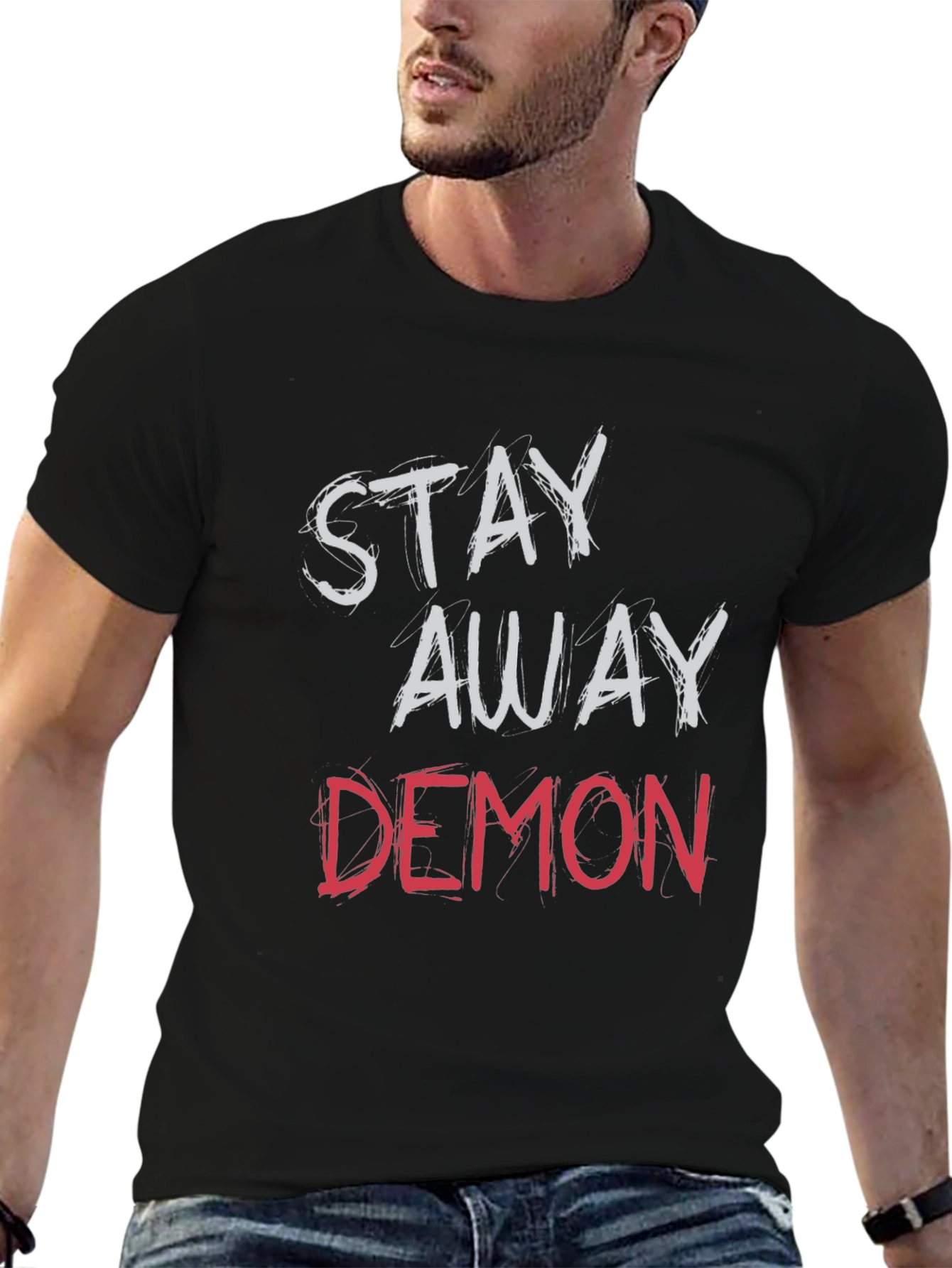 Black Stay Away Demon Graphic Tee - Soft Cotton view 6