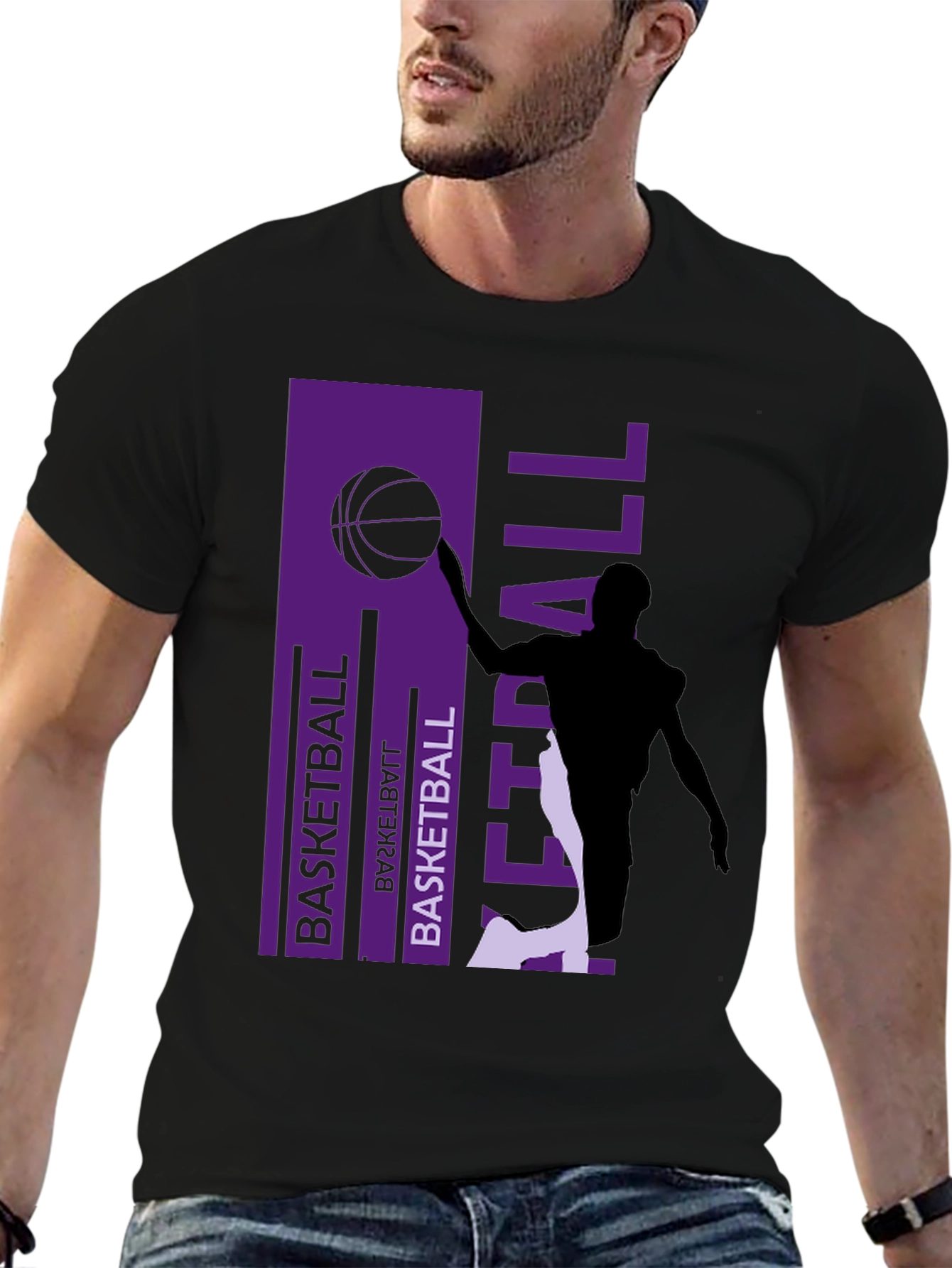 Black Basketball Graphic Print Tee - Stylish Activewear view 6