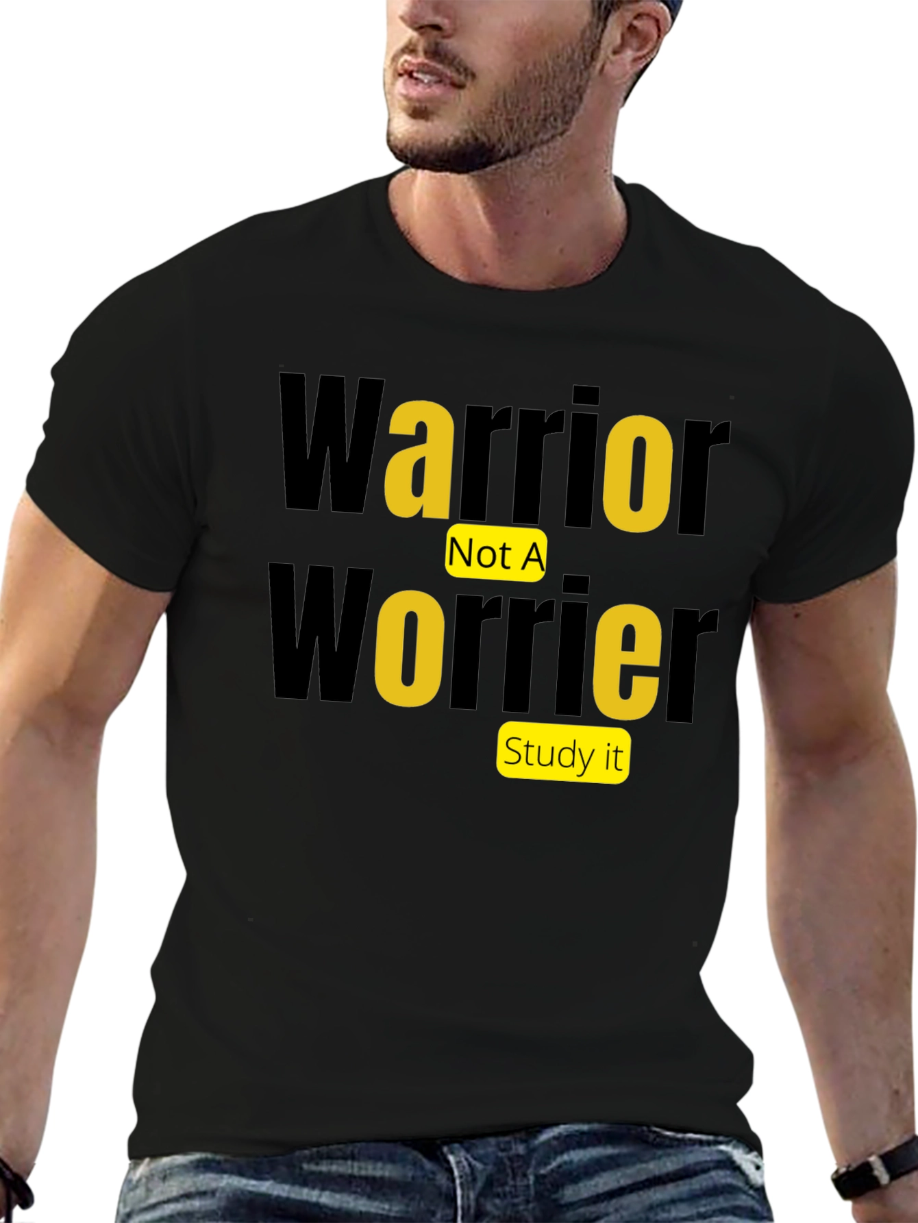 Black Warrior Not A Worrier Graphic Tee - Motivational Shirt view 6