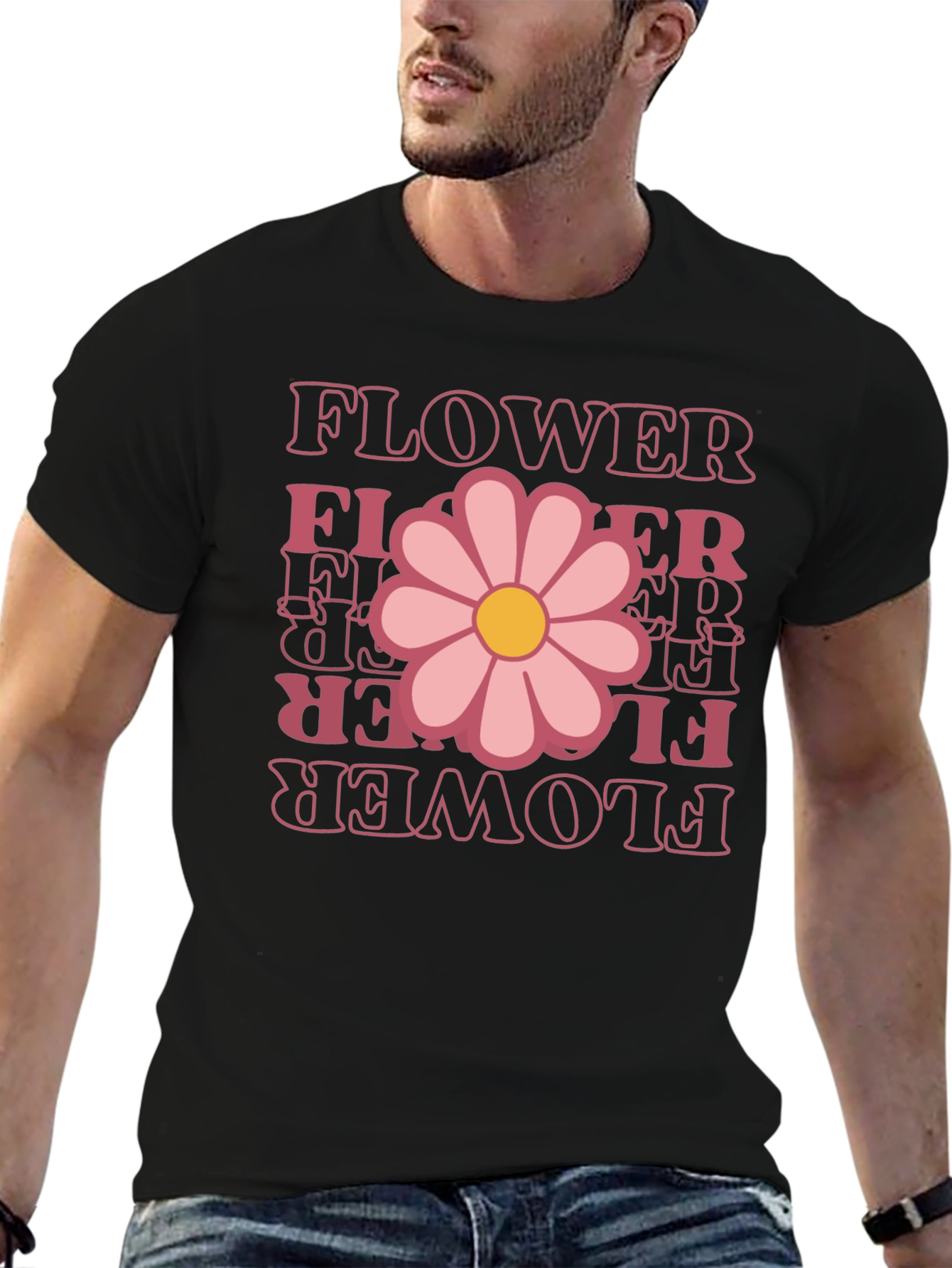 Black Retro Flower Power Graphic Tee view 6