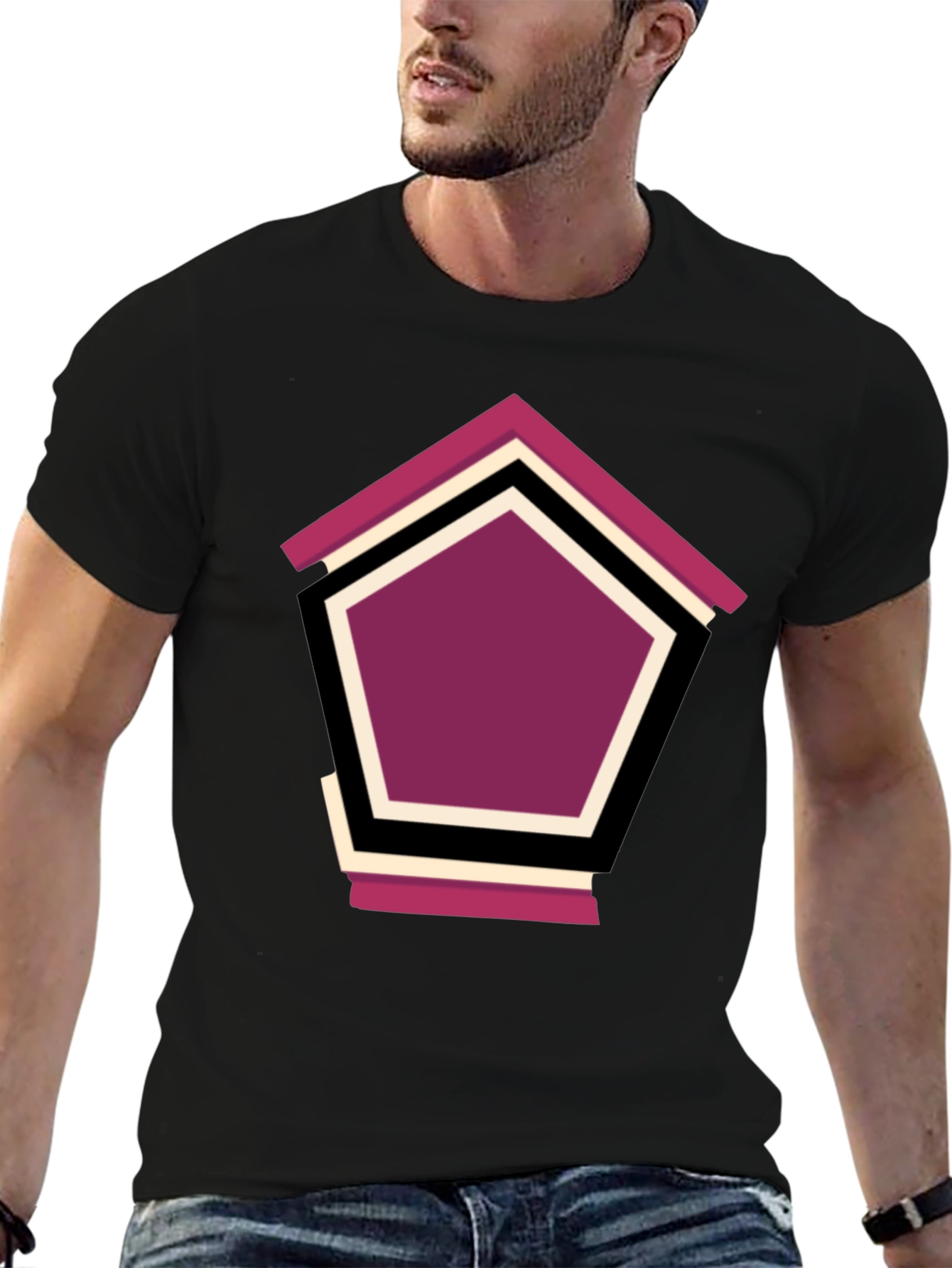 Black Geometric Penthouse T-Shirt - Stylish Design view 6