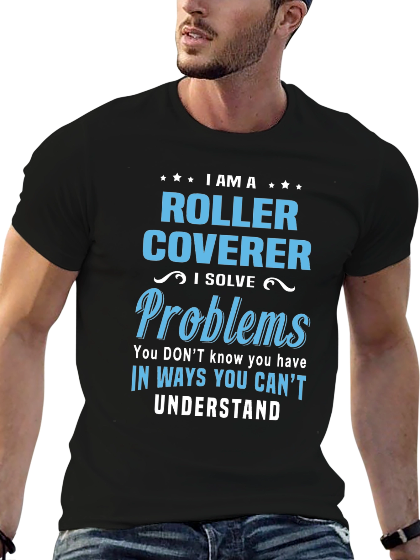 Black I am a Roller Coverer T-Shirt view 6