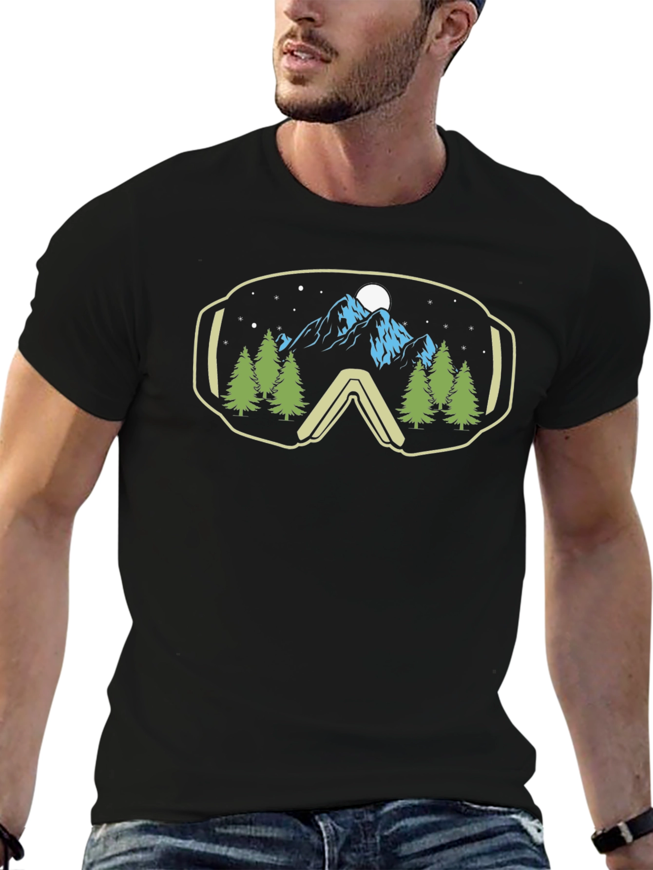 Black Mountain View Ski Goggles Graphic Tee view 6