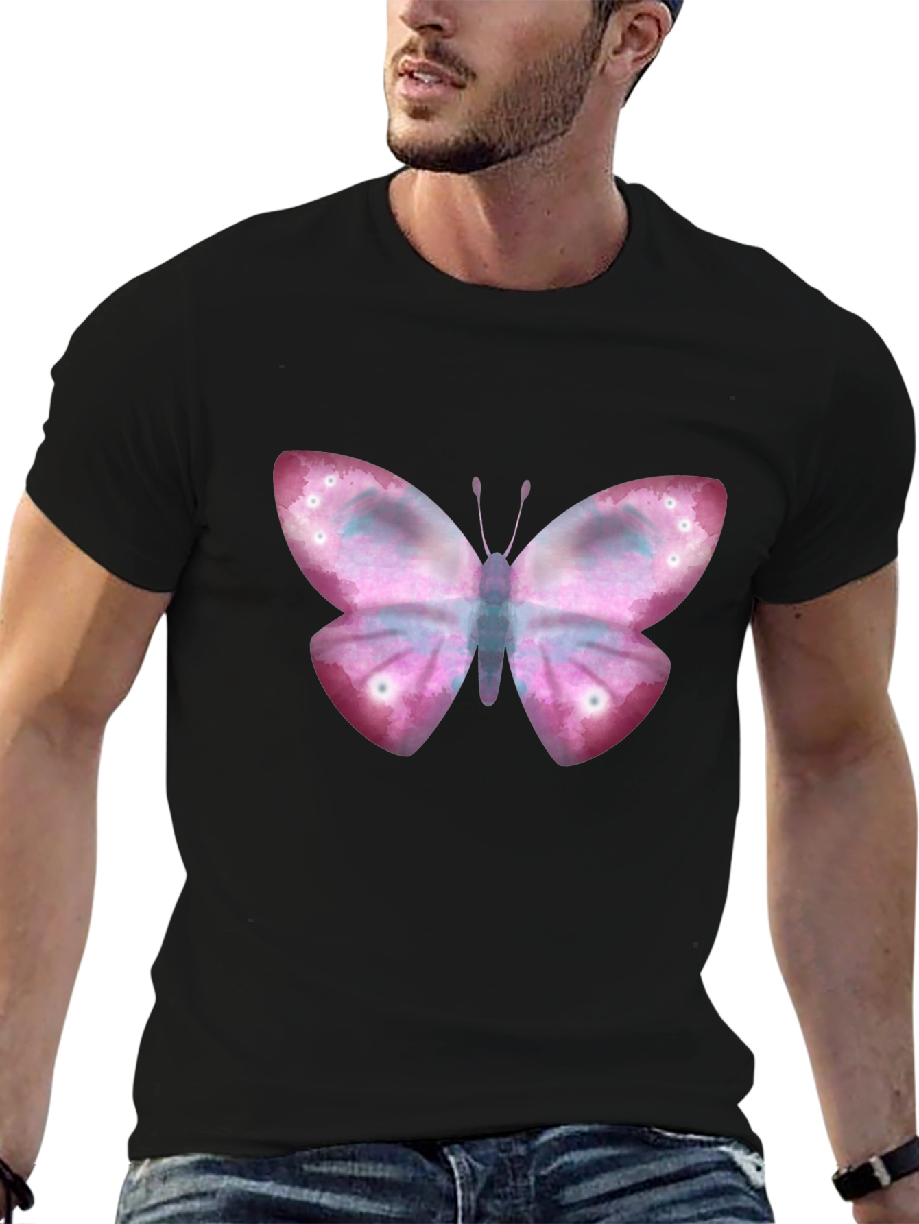 Black Butterfly Graphic Tee - Stylish Casual Wear view 6