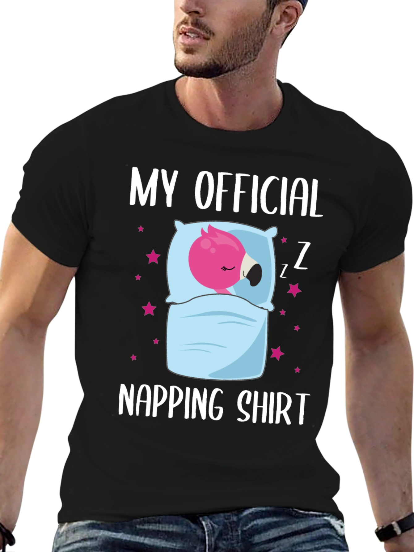 Black My Official Napping Shirt - Flamingo Sleep Tee view 6