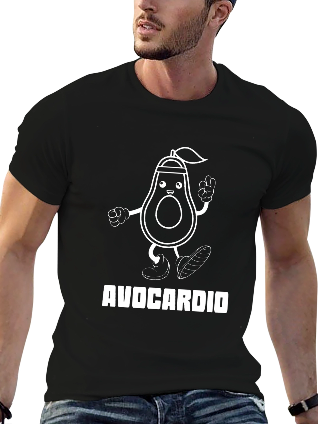 Black Avocardio T-Shirt - Funny Workout Tee for Fitness Lovers view 6