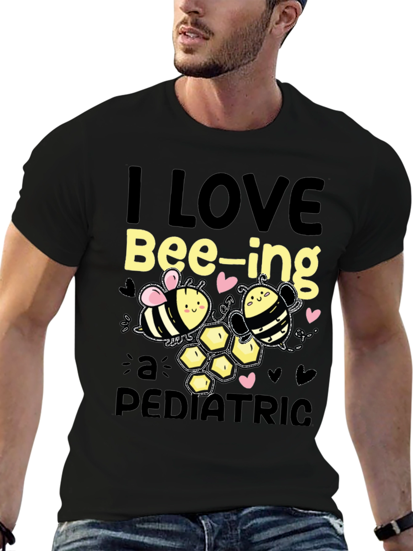 Black I Love Bee-ing a Pediatric T-Shirt view 6