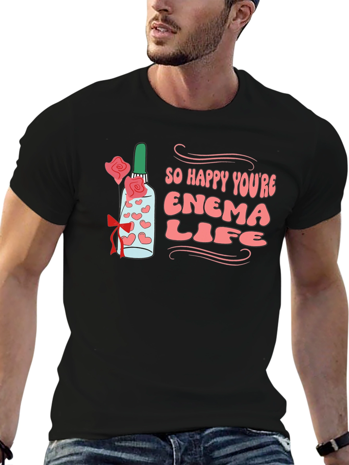 Black Enema Life Graphic Tee - Funny Adult Humor T-Shirt view 6