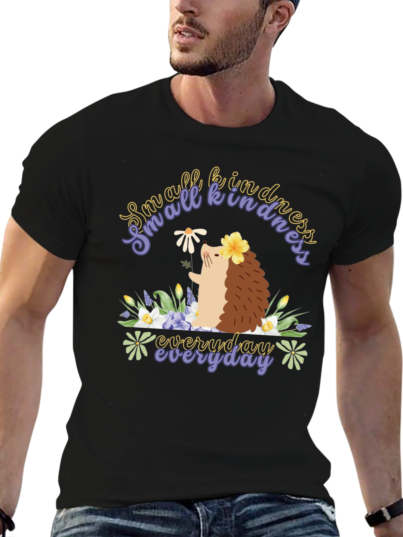 Black Kindness Hedgehog T-Shirt - Everyday Kindness view 6