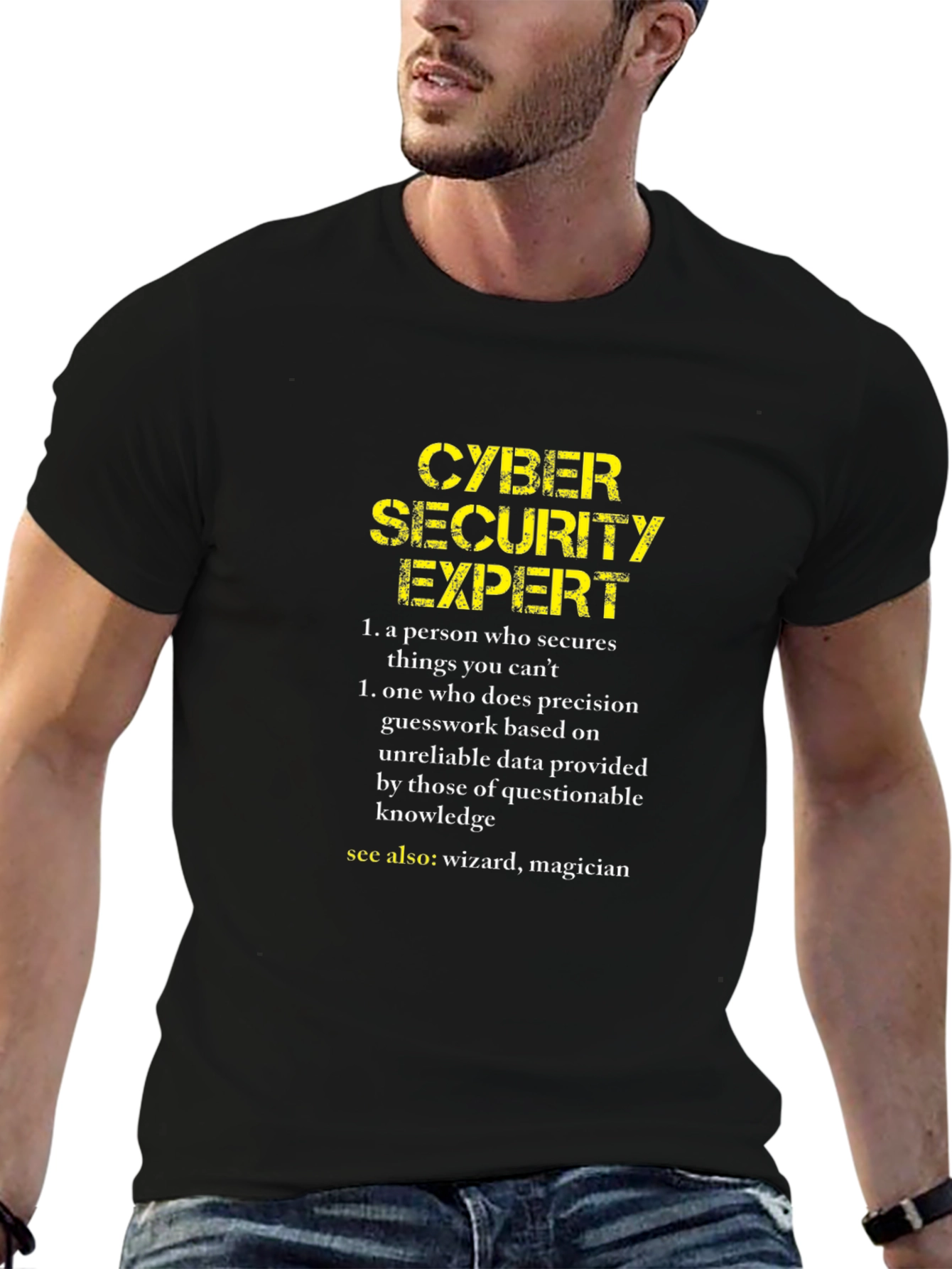 Black Cyber Security Expert Funny T-Shirt view 6