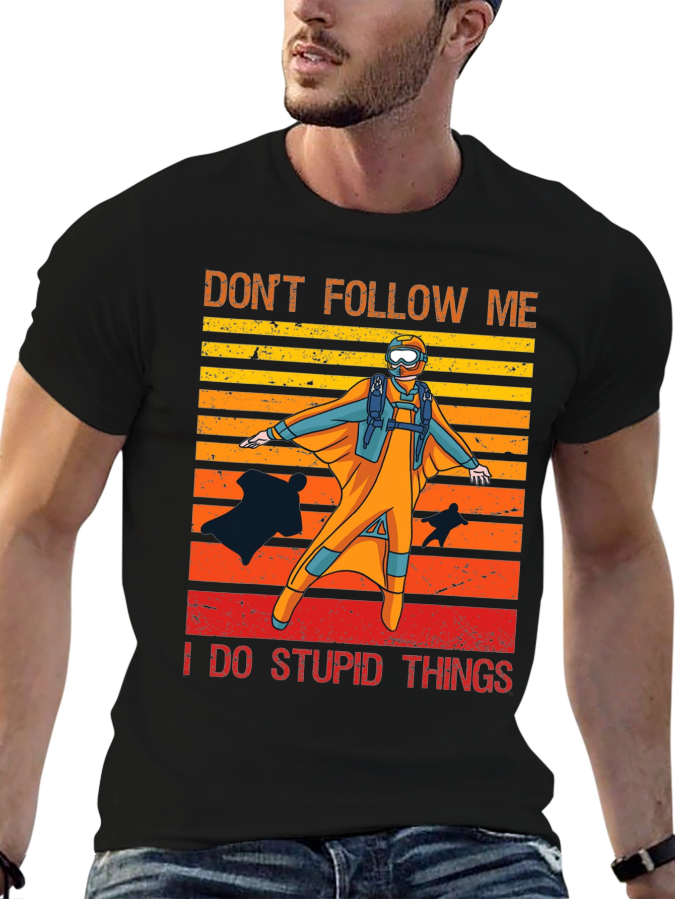 Black Don't Follow Me Parachute T-Shirt view 6