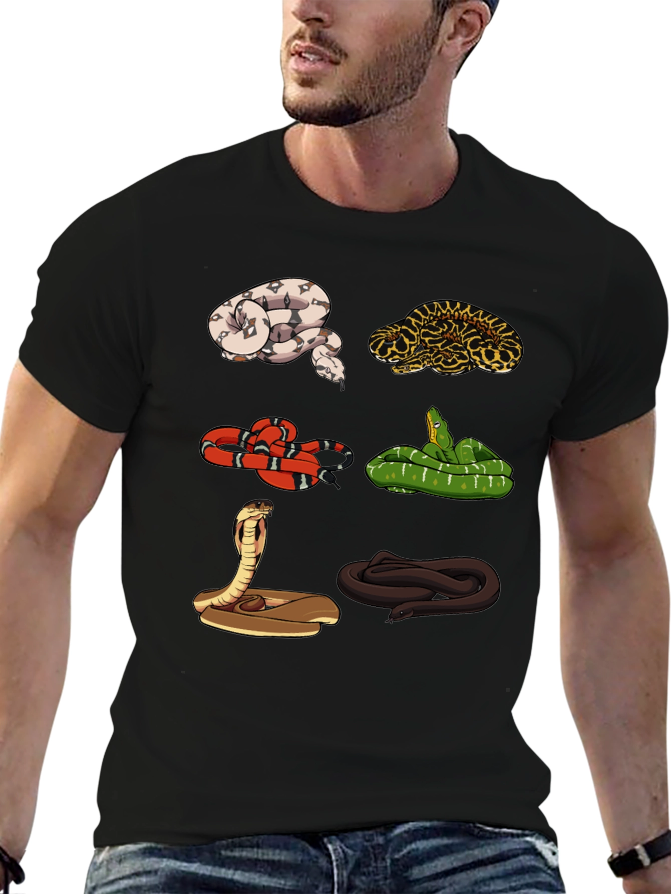 Black Snake Variety Graphic Tee - Reptile Lover Shirt view 6