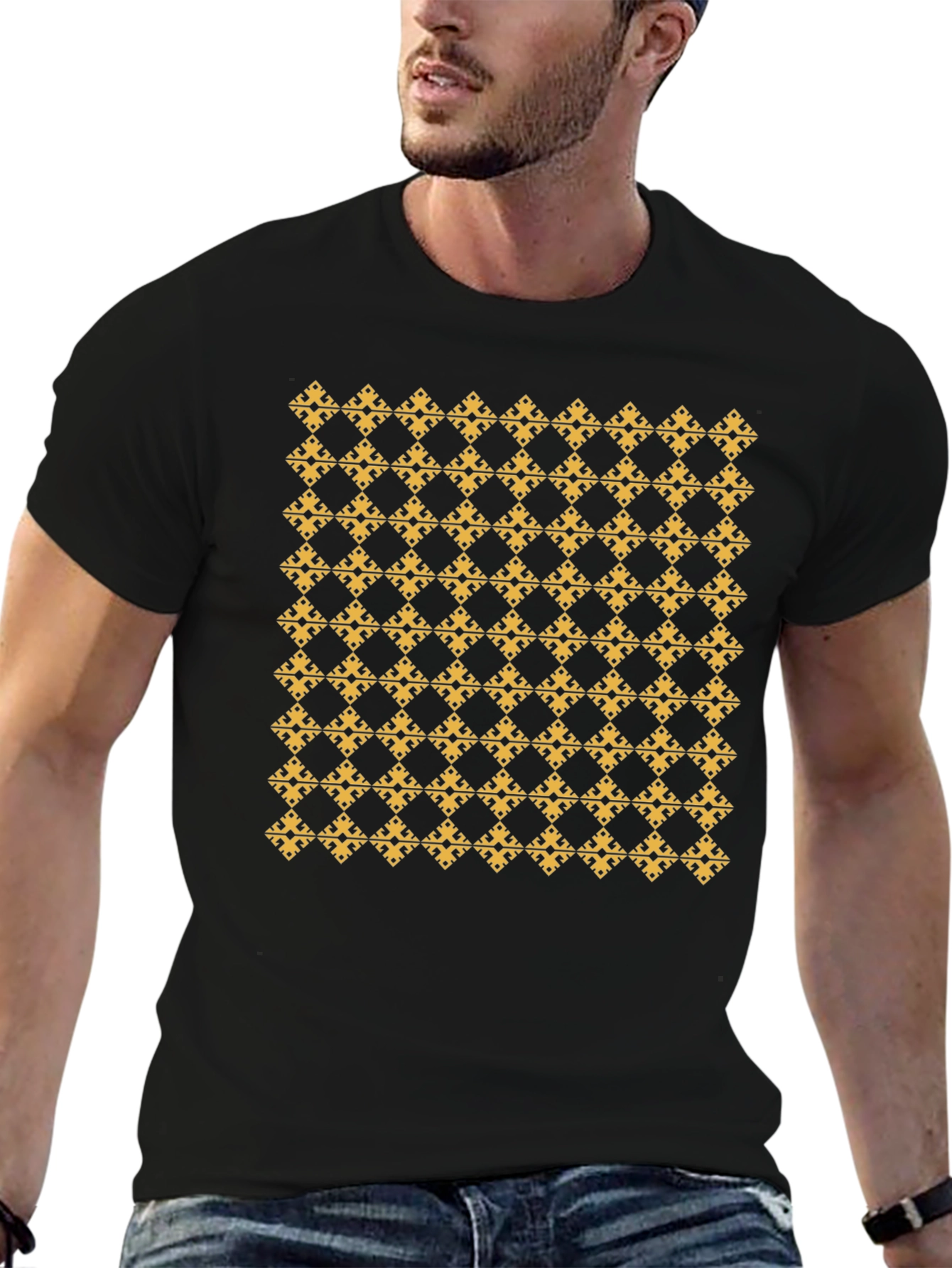 Black Patterned Black T-Shirt view 6
