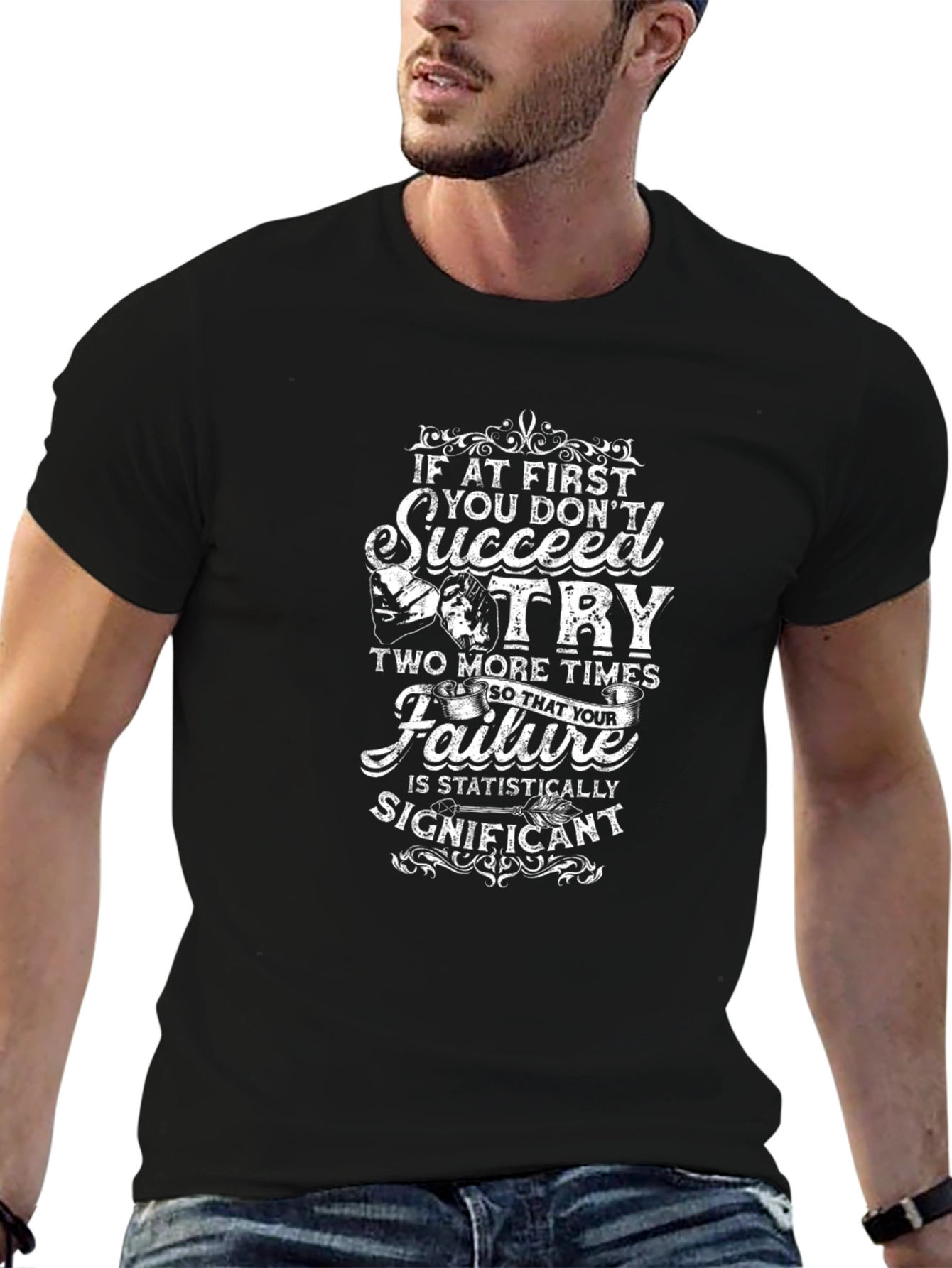 Black Funny Motivational Graphic T-Shirt view 6