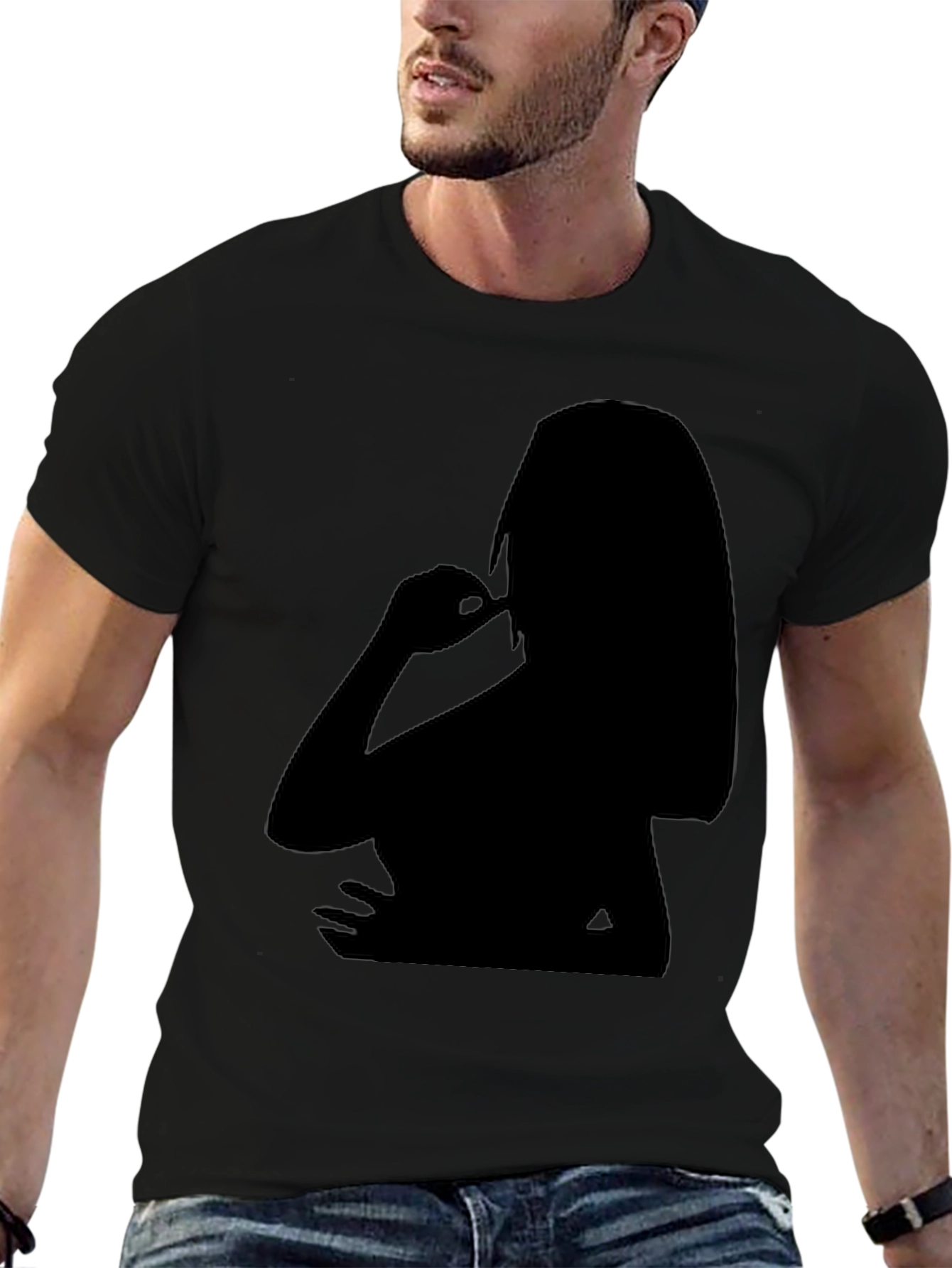 Black Silhouette Graphic Tee - Men's Black T-Shirt view 6