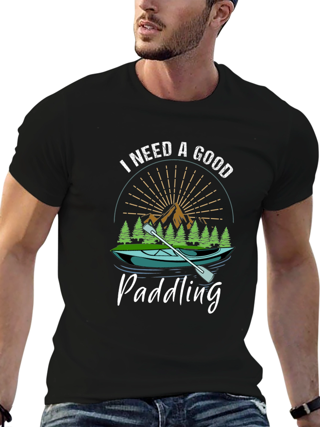 Black I Need a Good Paddling T-Shirt - Outdoor Adventure Tee view 6