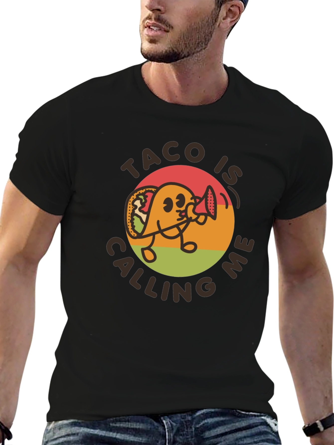 Black Taco Is Calling Me T-Shirt - Novelty Graphic Tee view 6