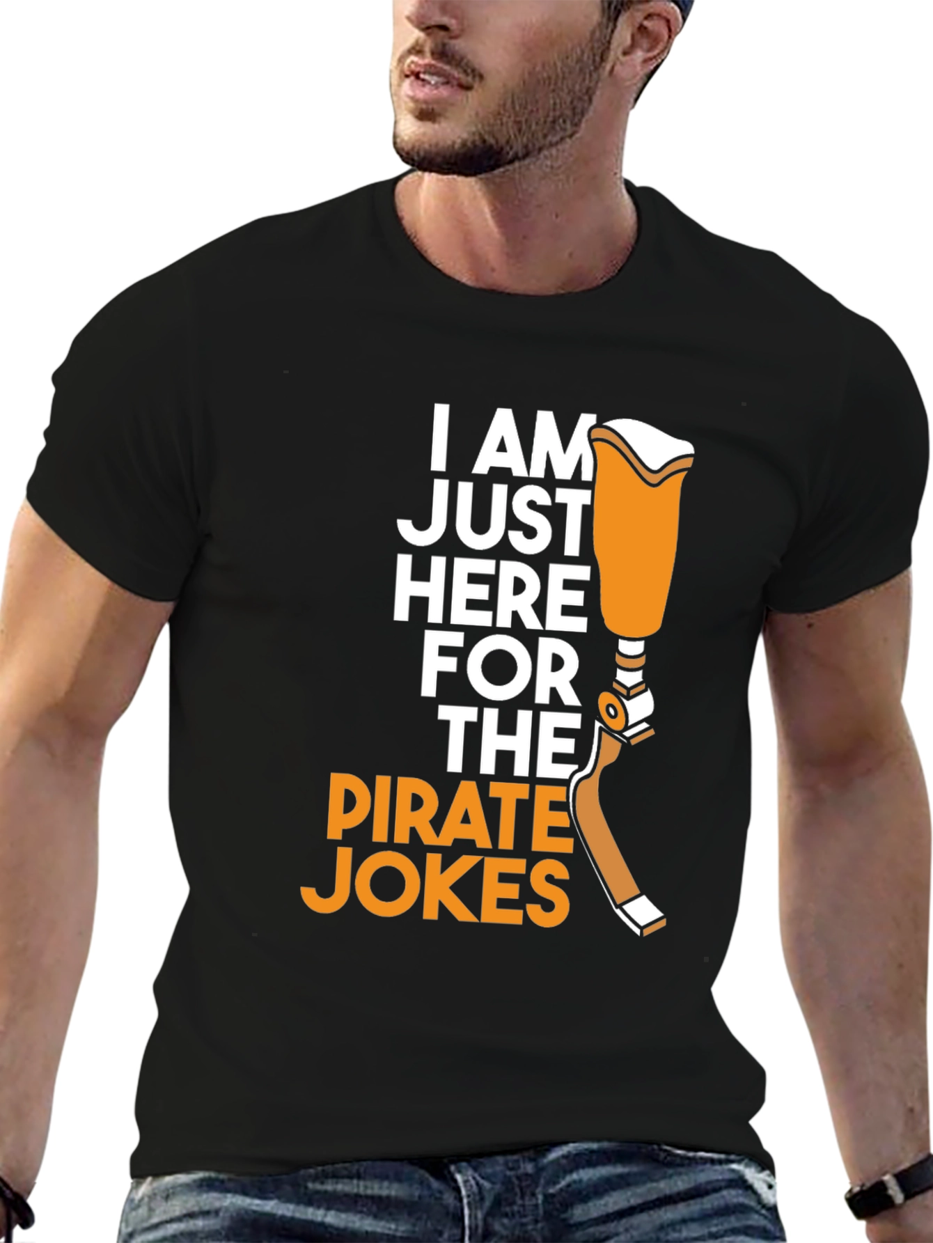 Black Pirate Jokes Prosthetic Leg Humor T-Shirt view 6