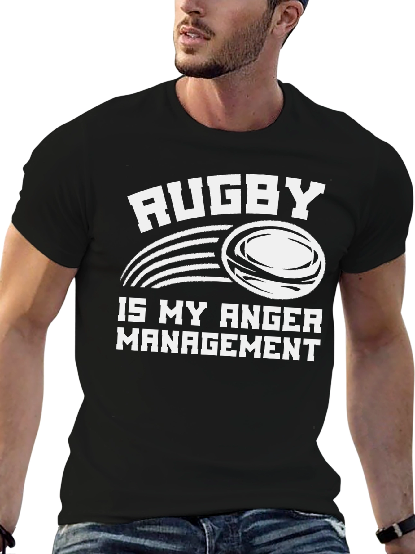 Black Rugby Anger Management Graphic Tee view 6