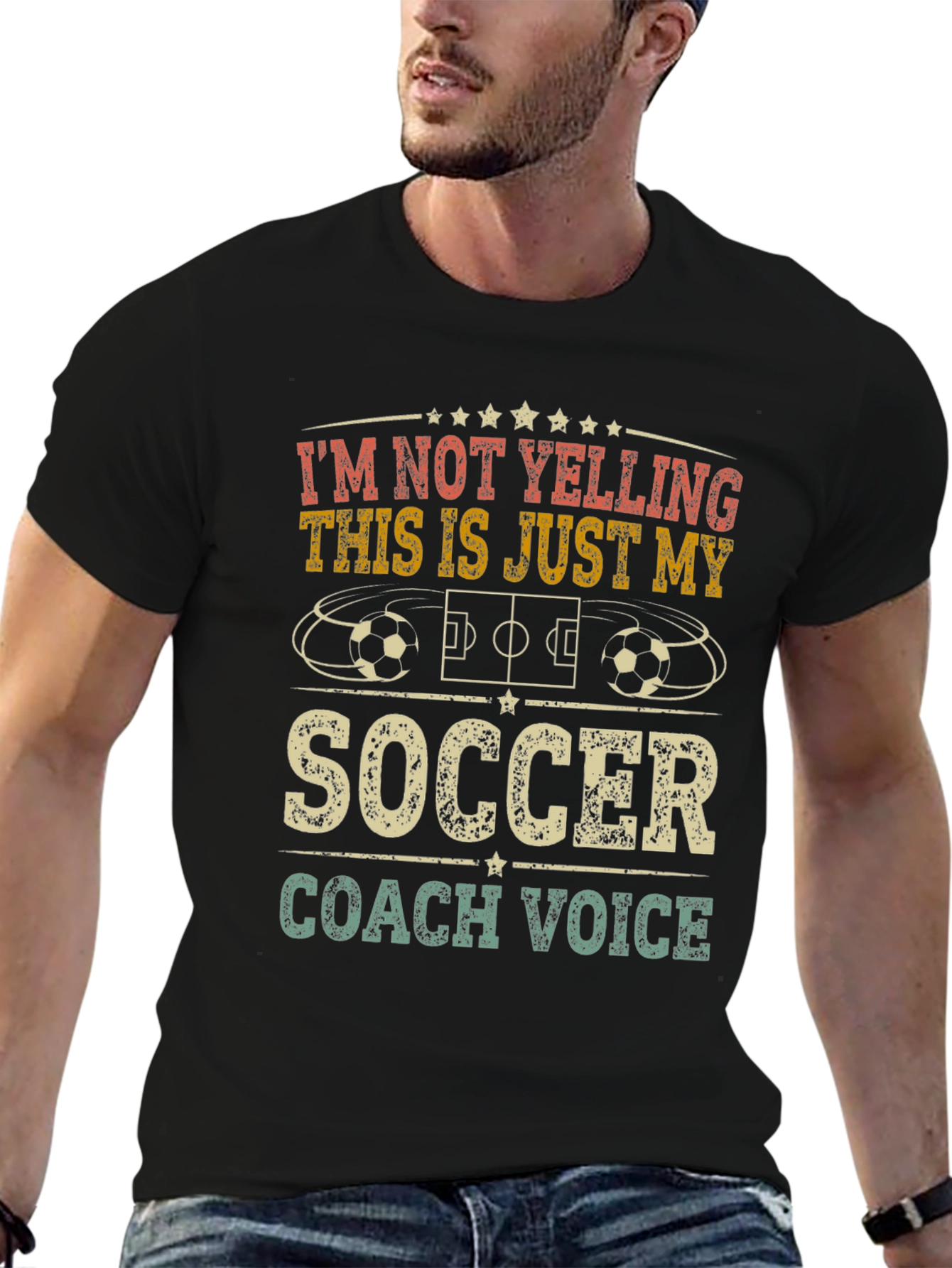Black Soccer Coach Voice T-Shirt view 6