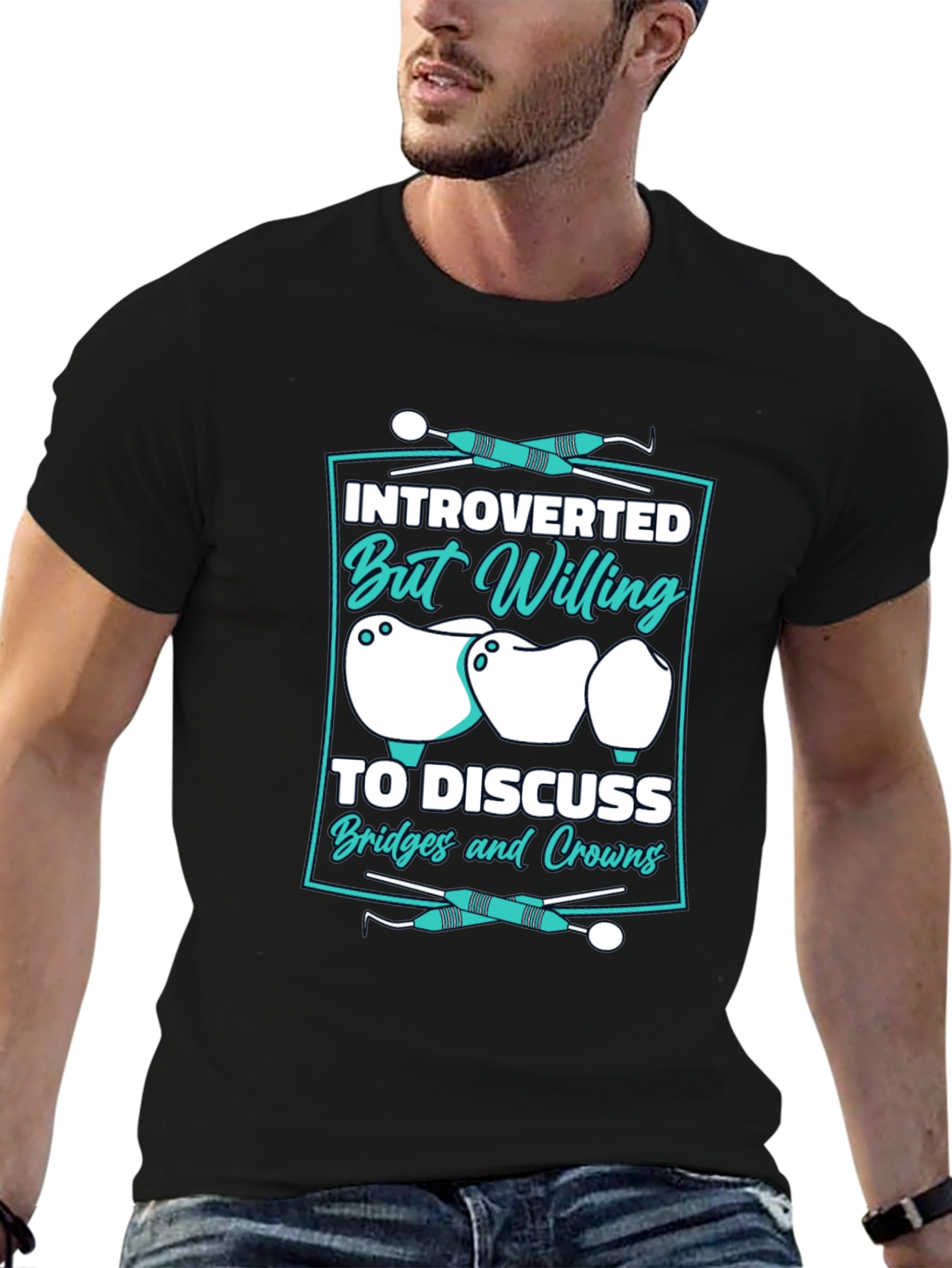 Black Introverted Dentist T-Shirt view 6