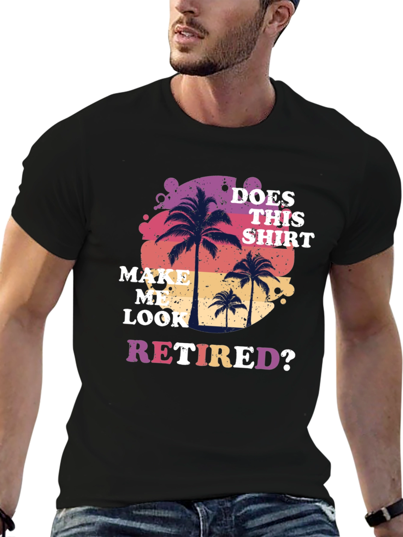 Black Retired Graphic T-Shirt: Palm Tree Design view 6