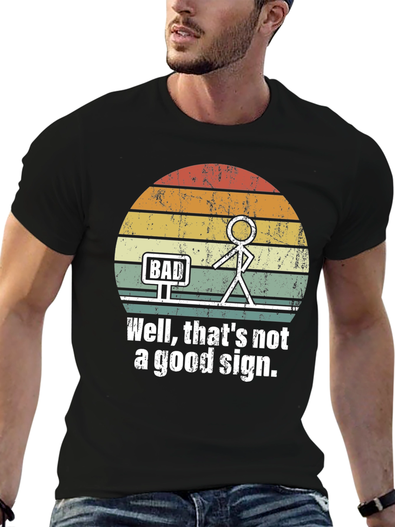 Black Bad Sign T-Shirt - Funny Graphic Tee view 6