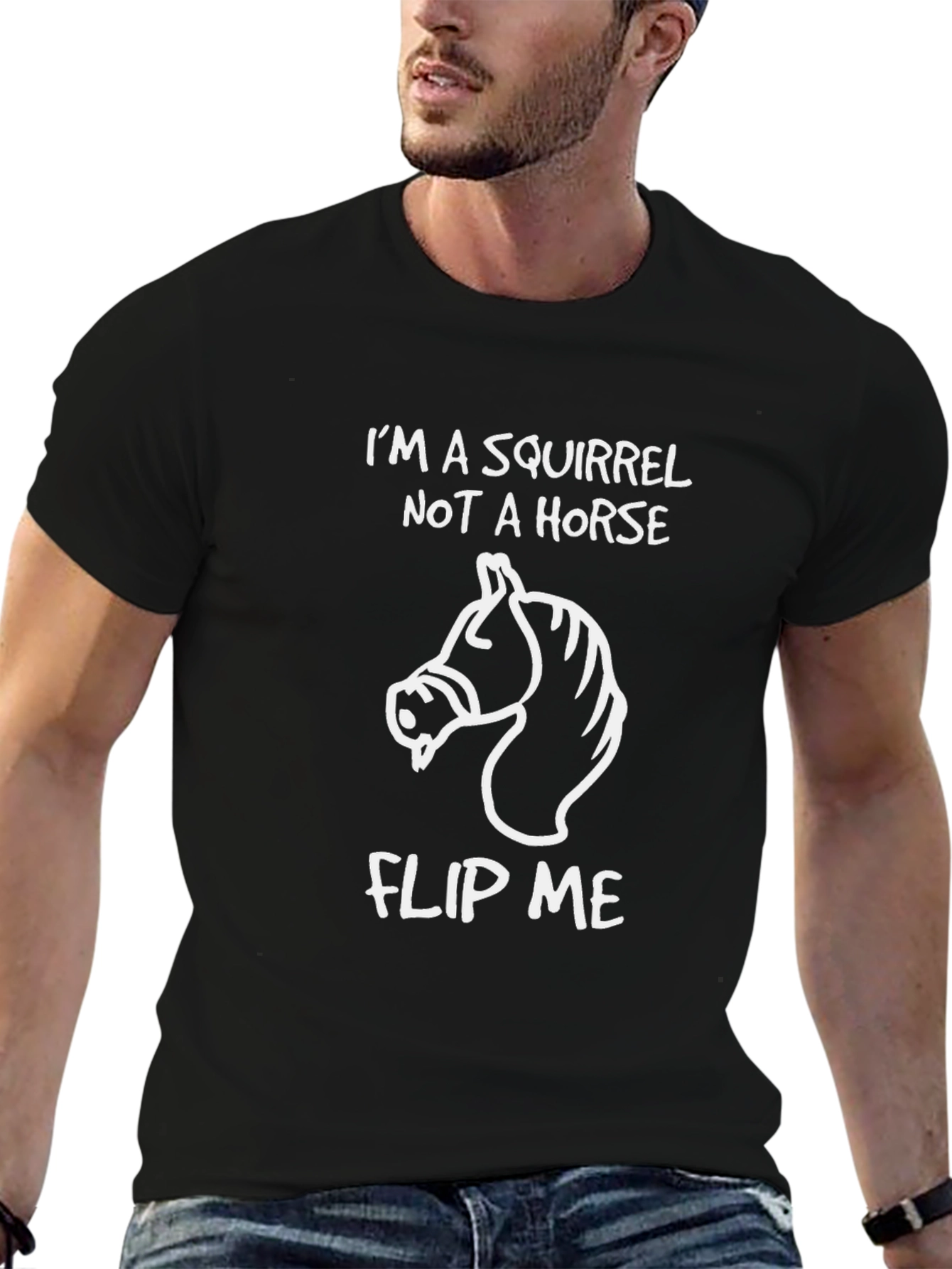 Black I'm A Squirrel Not A Horse Men's Tee view 6