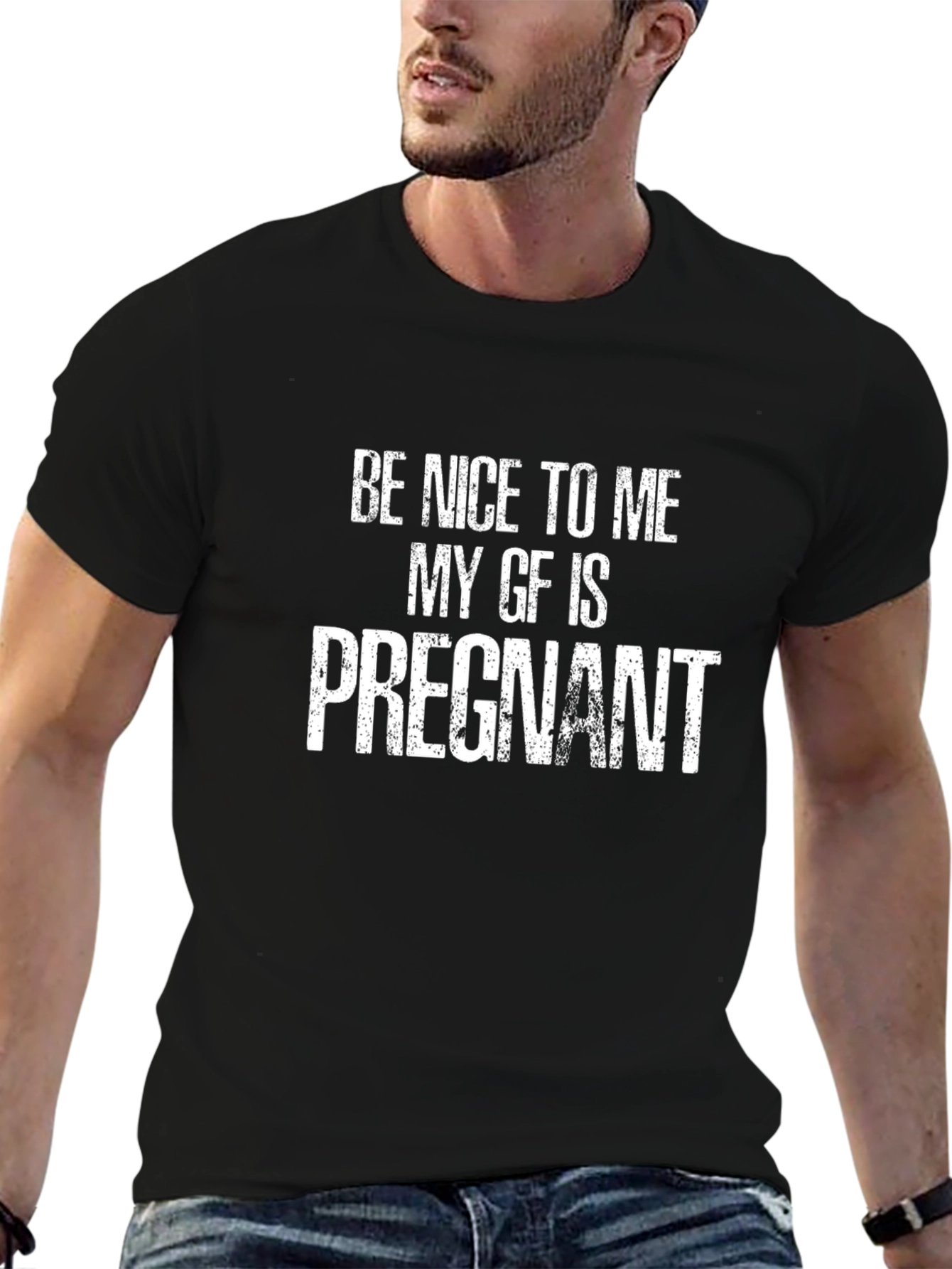 Black Be Nice To Me My GF Is Pregnant T-Shirt view 6