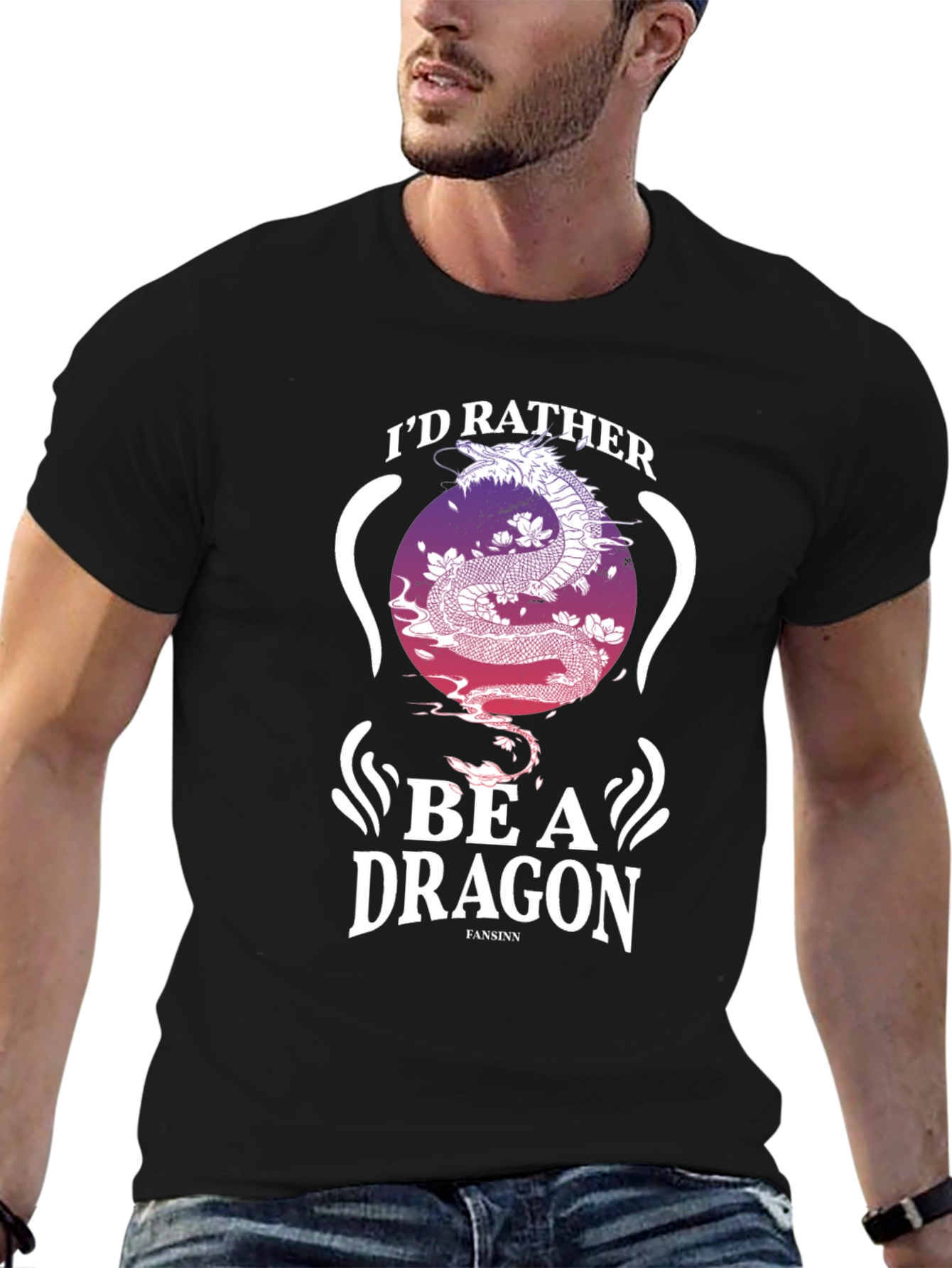Black I'd Rather Be A Dragon Graphic Tee view 6