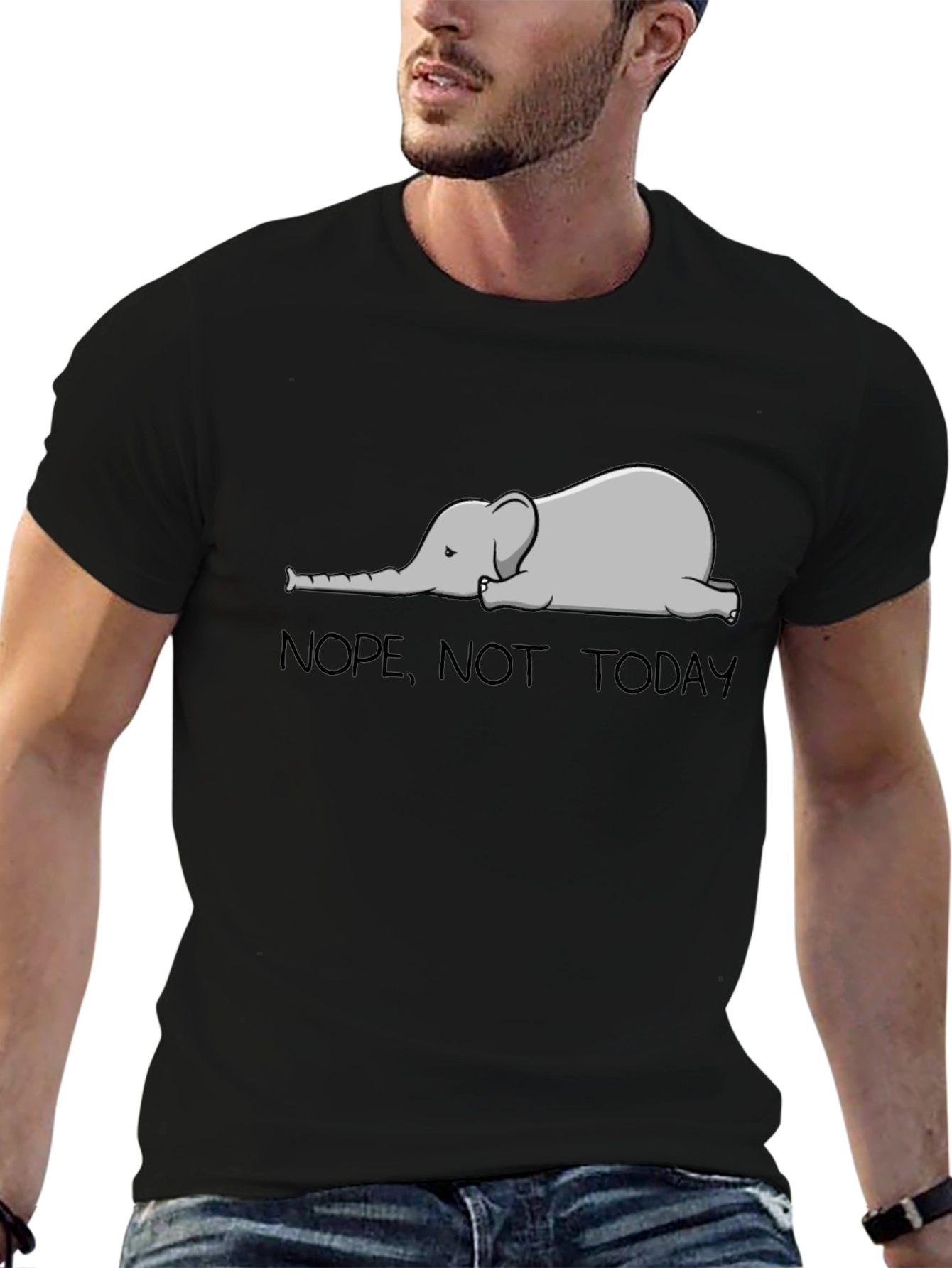 Black Nope Not Today Elephant Graphic T-Shirt view 6