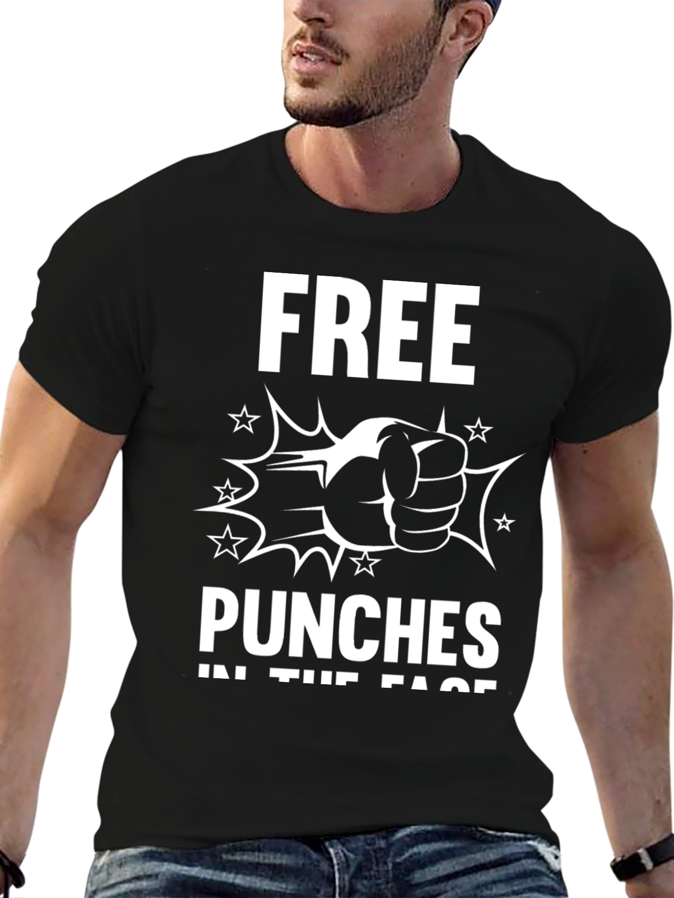 Black Free Punches Graphic Tee - Unisex Black T-Shirt view 6