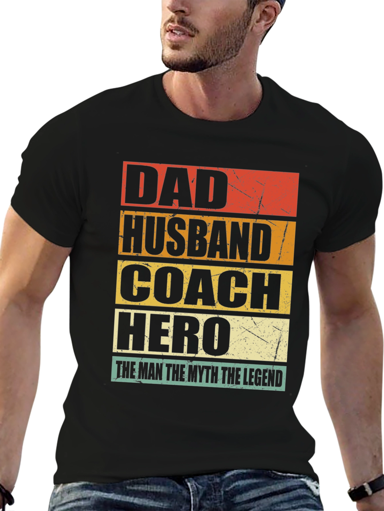 Black Dad Husband Coach Hero T-Shirt view 6
