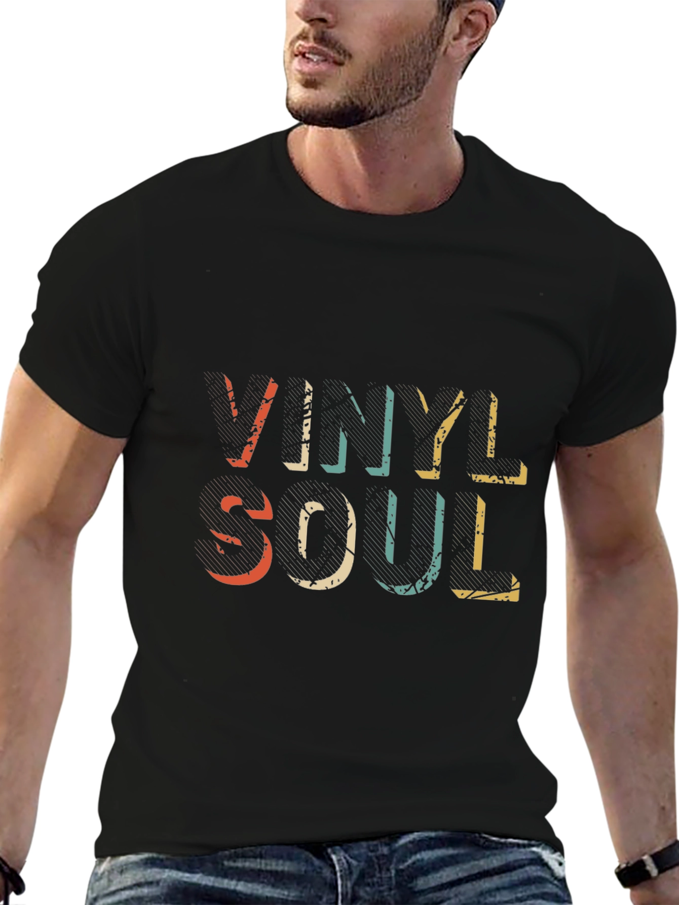 Black Vinyl Soul Graphic Tee - Retro Music Lover T-Shirt view 6