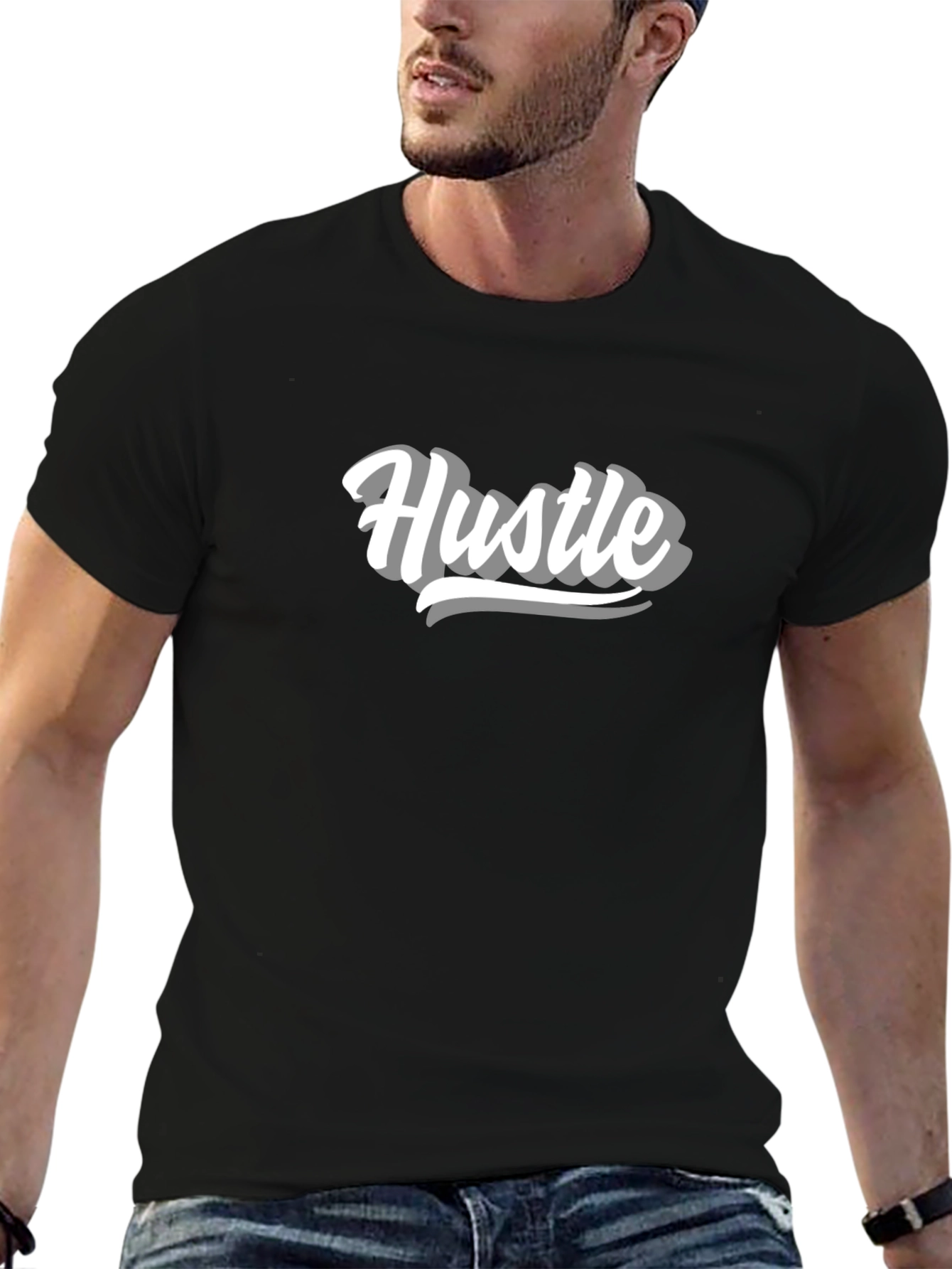 Black Men's Black Hustle Graphic Tee view 6