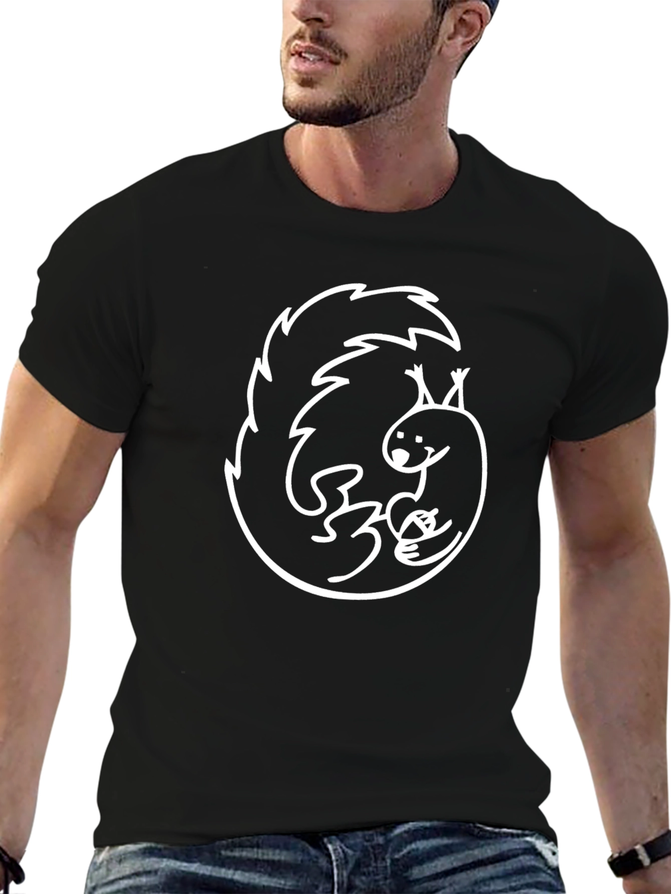 Black Squirrel Graphic T-Shirt - Quirky Cartoon Design view 6
