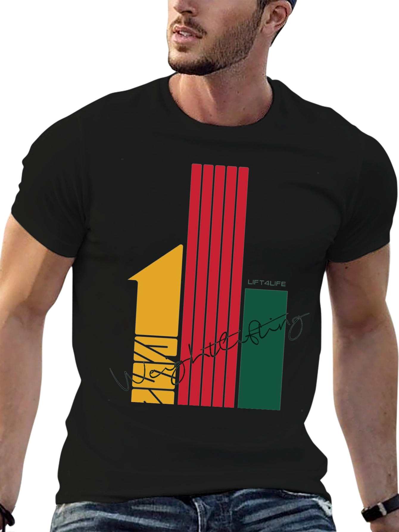 Black Stylish Graphic Print Tee - Lift4life view 6