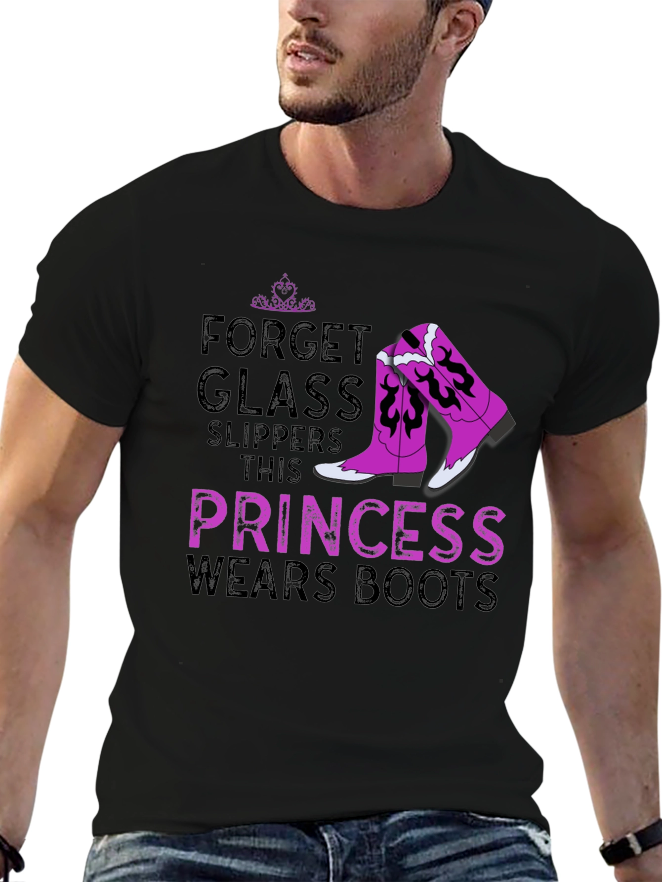Black Princess Wears Boots Graphic T-Shirt view 6