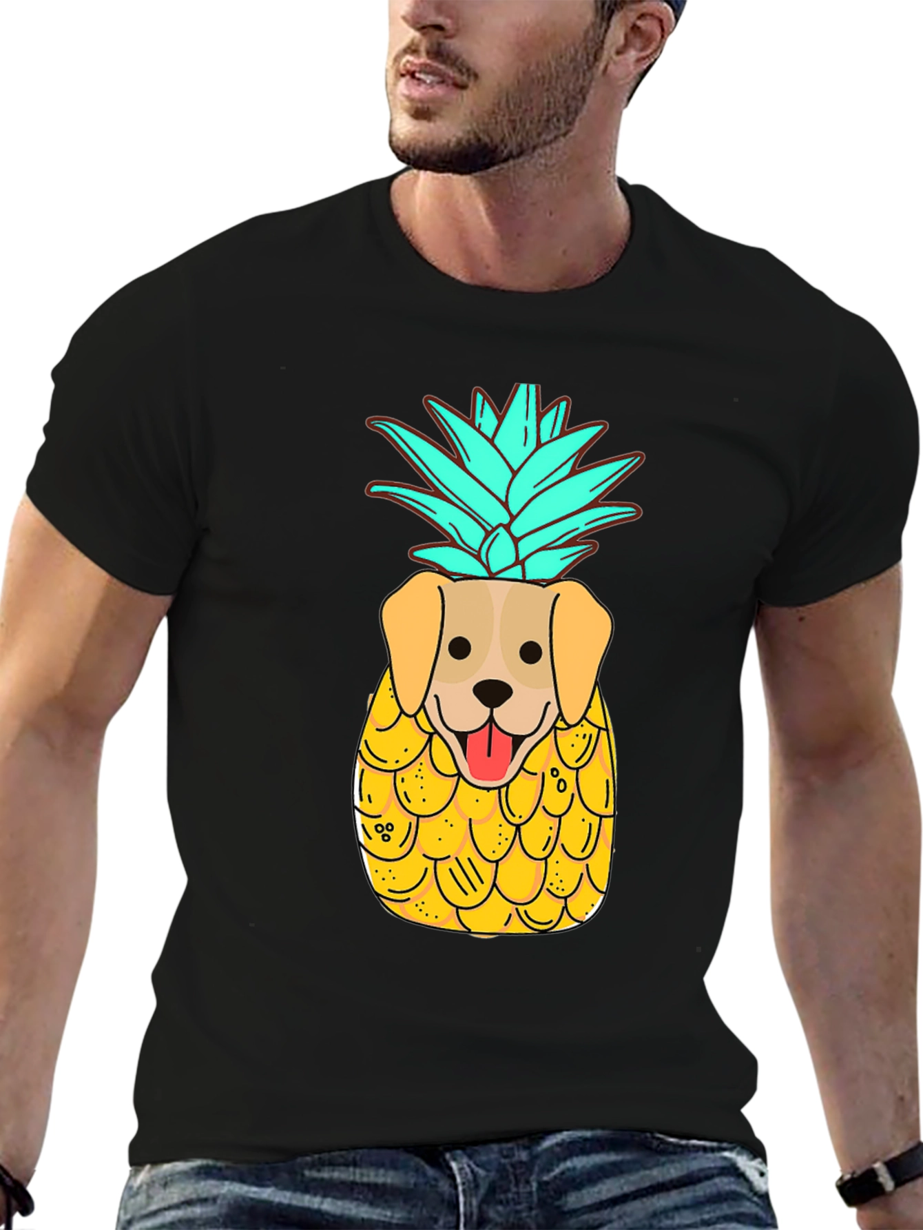 Black Dog-Pineapple Graphic Black T-Shirt view 6