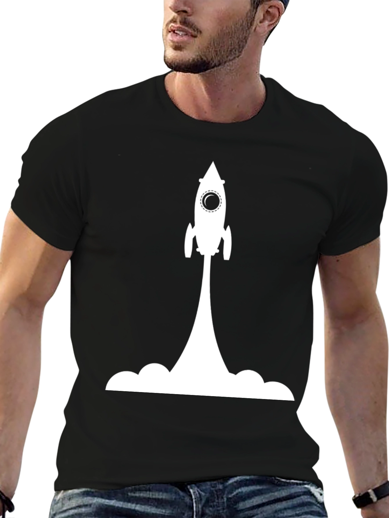 Black Rocket Launch Graphic Tee - Soft Cotton Blend view 6