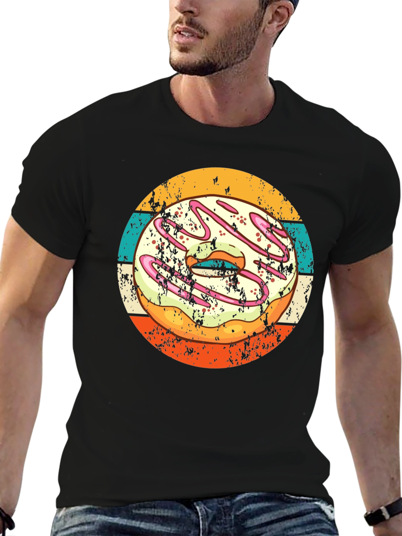 Black Retro Donut Graphic T-Shirt - Doughnut Lover Tee view 6