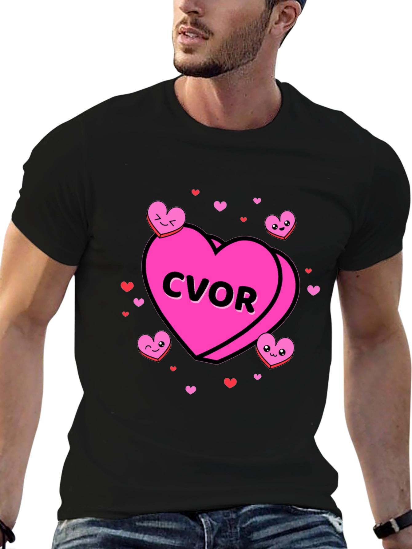Black CVOR Heart Valentine's Day T-Shirt view 6