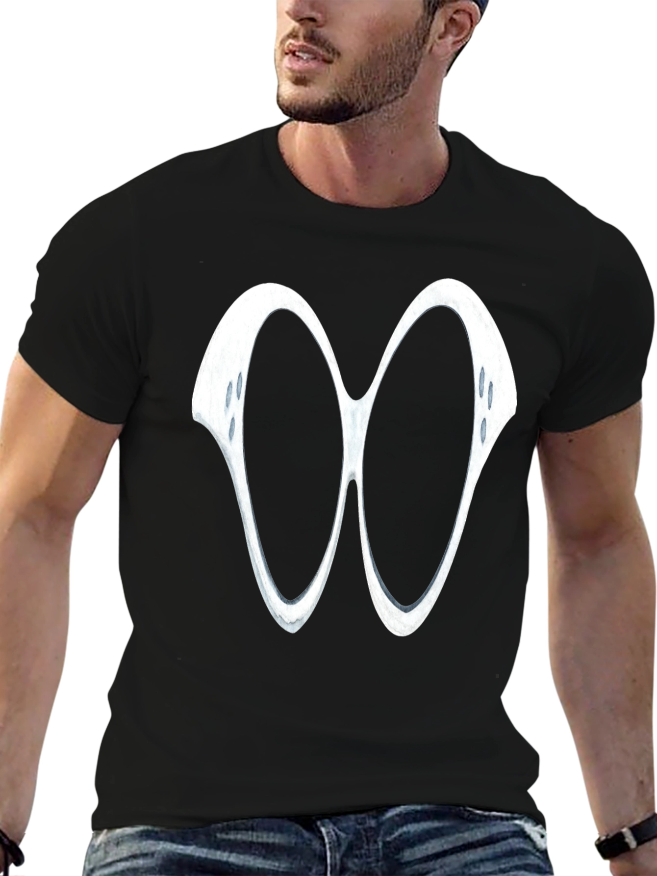 Black Abstract Eyeglass Style Graphic Print Black T-Shirt view 6